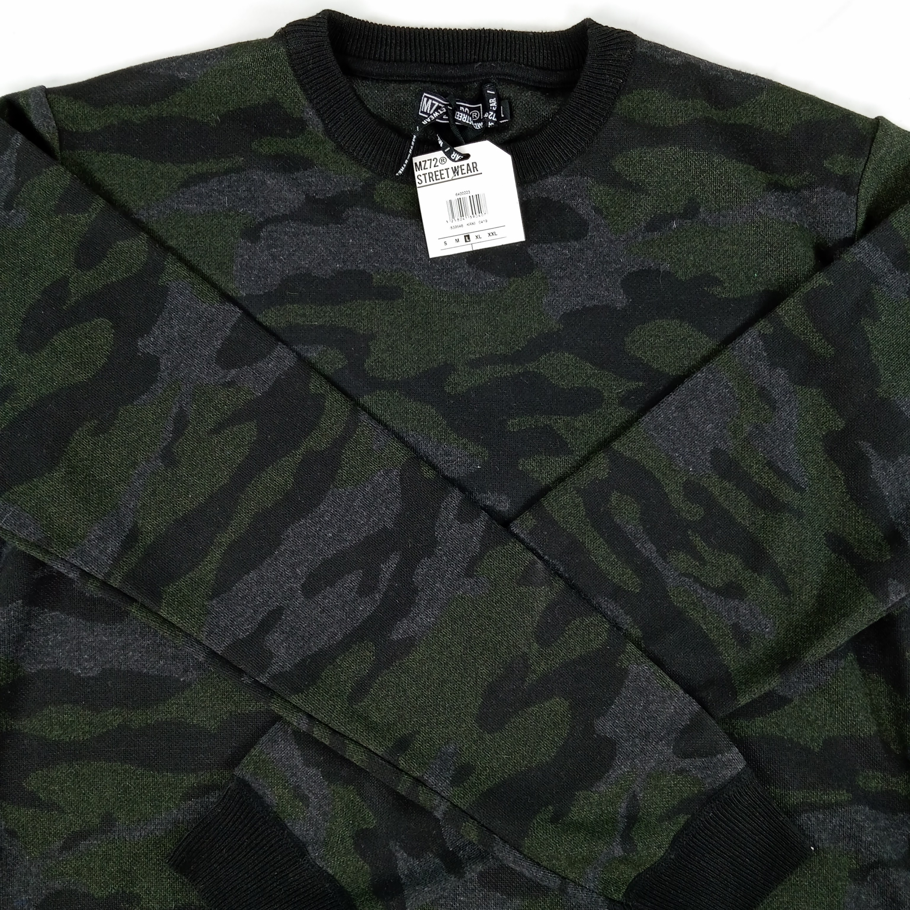 Sweat - homme - marque StreetWear - manches longues - couleur noir, gris et vert - taille L (42) - Photo 2