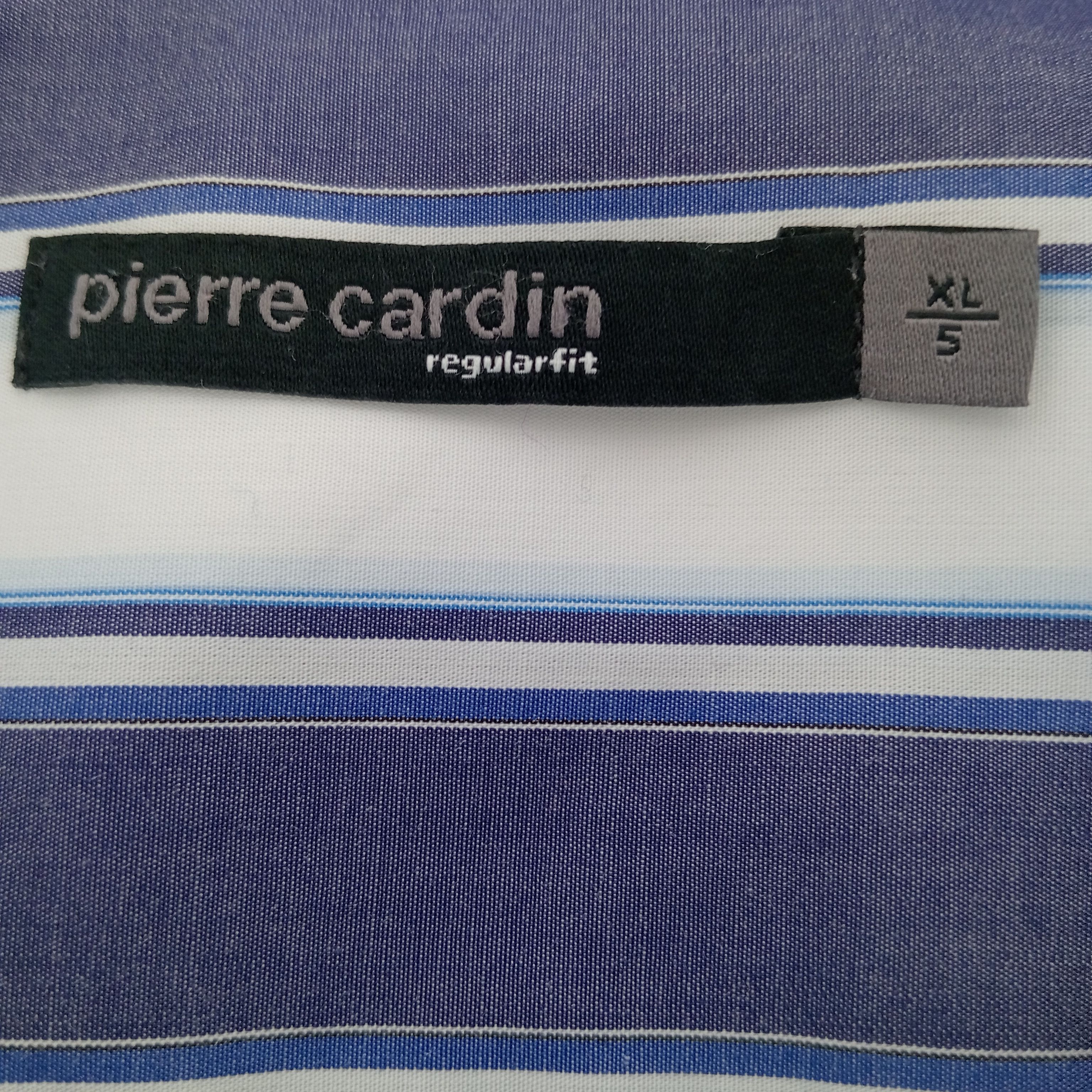 Chemise homme à rayures de la marque Pierre Cardin col classique manches courtes de couleur bleu marine taille XL (44) - Photo 5