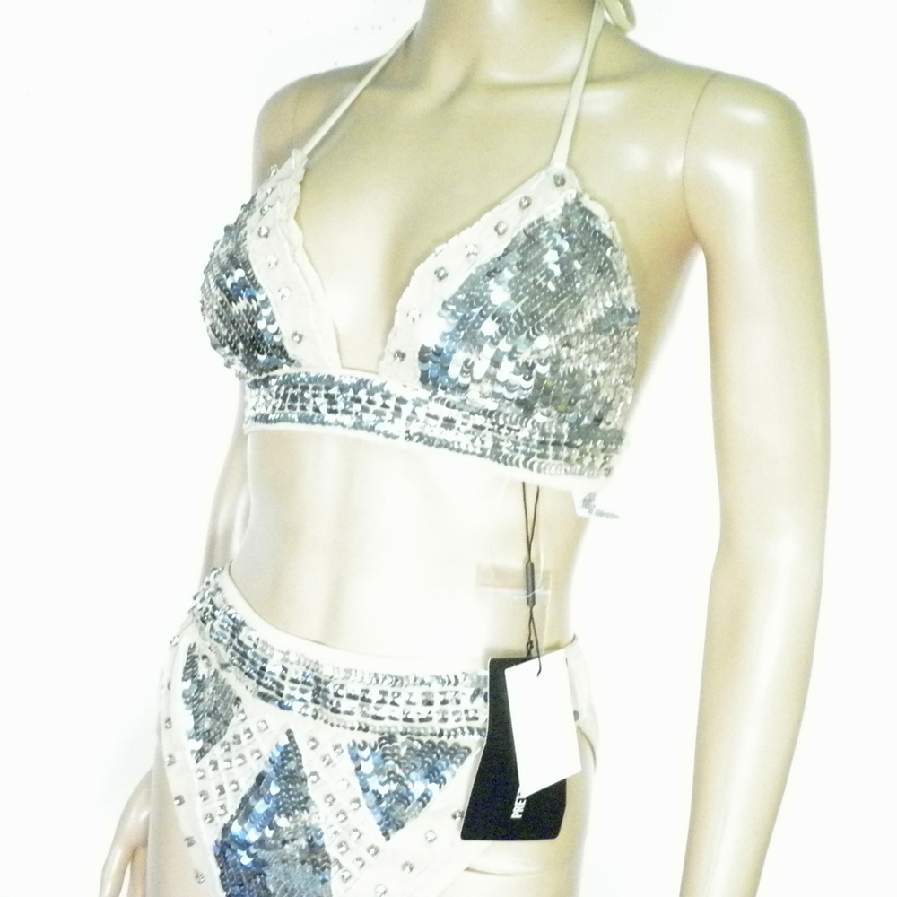 Maillot de bain Femme Ecru Argenté PRETTYLITTLETHING Taille 38 Comme neuf - Vue 2 - 