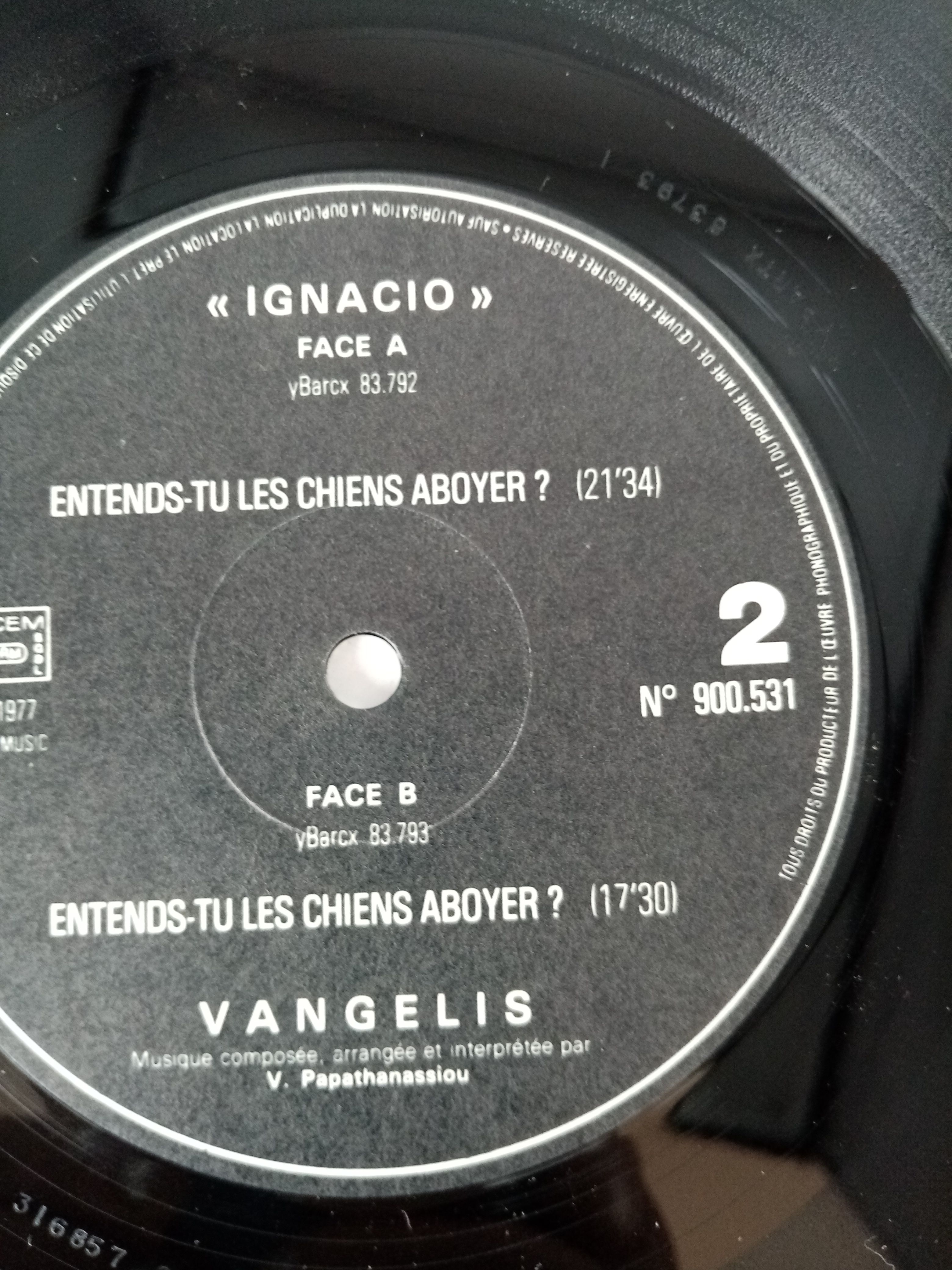 Album vinyle "IGNACIO" de Vangelis Papa Thanassiou de 1977 Bon état - Vue 3 - 