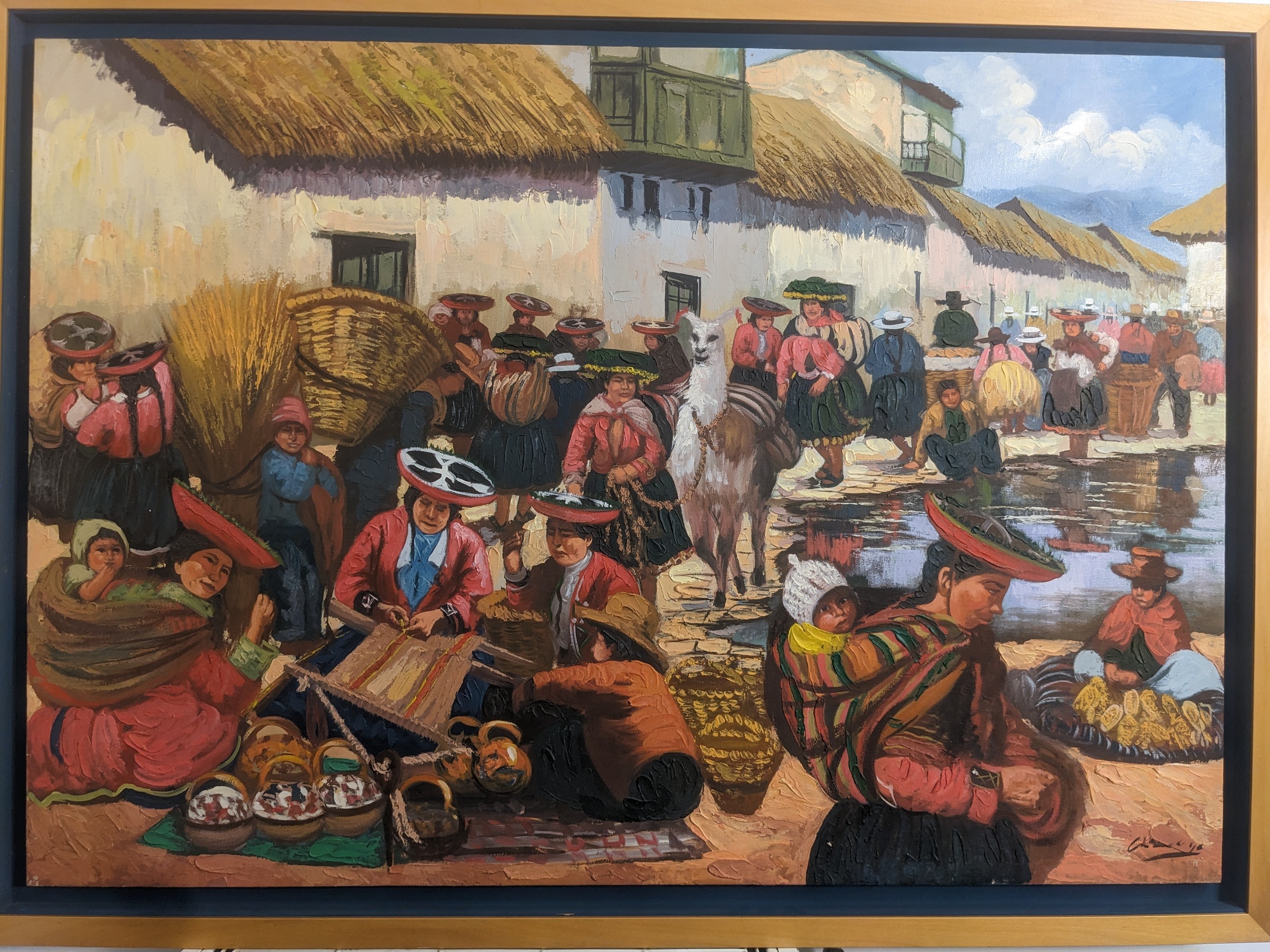 Tableau - huile sur toile scène de vie - Photo 6