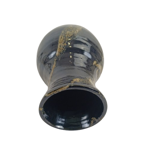 Vase en verre noir avec motifs - Photo 1