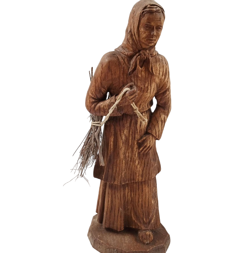 Grand santon en bois. Femme au fagot - Photo 0
