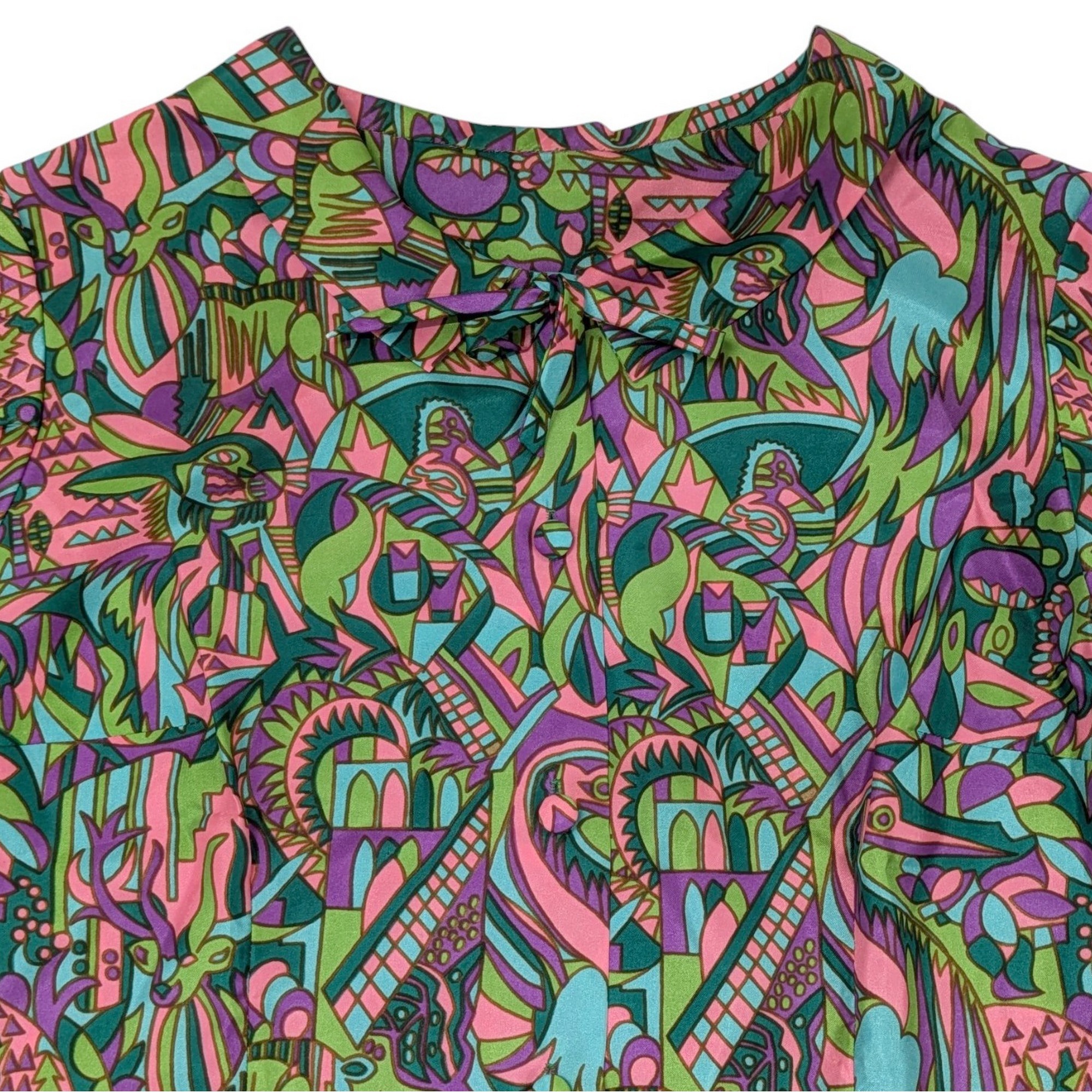 Top corsage chemisier T M/L Imprimé bigarré réalisée par couturière vintage - Très bon état - Photo 2