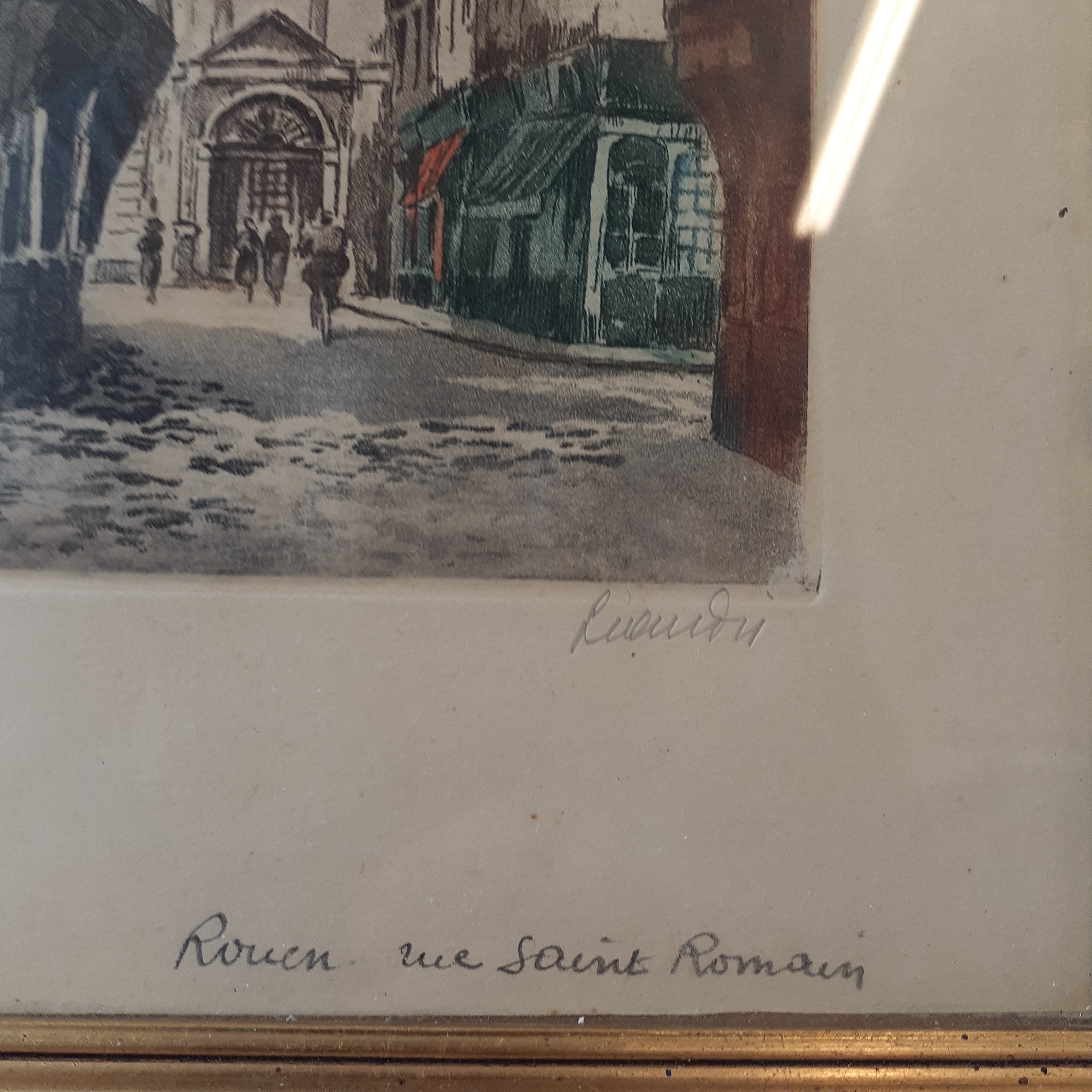 Voir photo 2 de Lithographie signée - Rouen rue Saint Romain Lithographie signée - Rouen rue Saint Romain Très bon état - Vue 2 -
