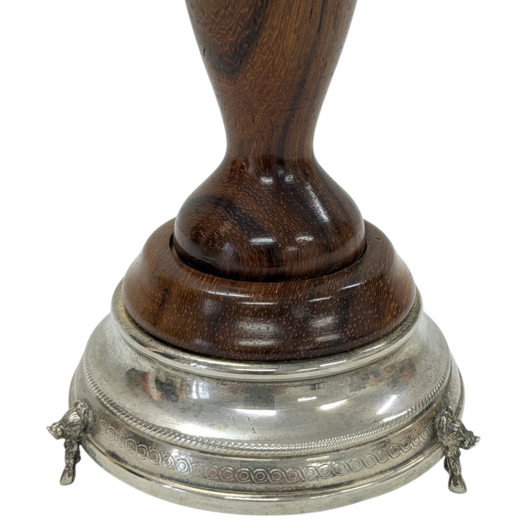 Grand moulin à poivre original vintage tête de sanglier et satyre en bois et métal H 29 cm - Photo 3