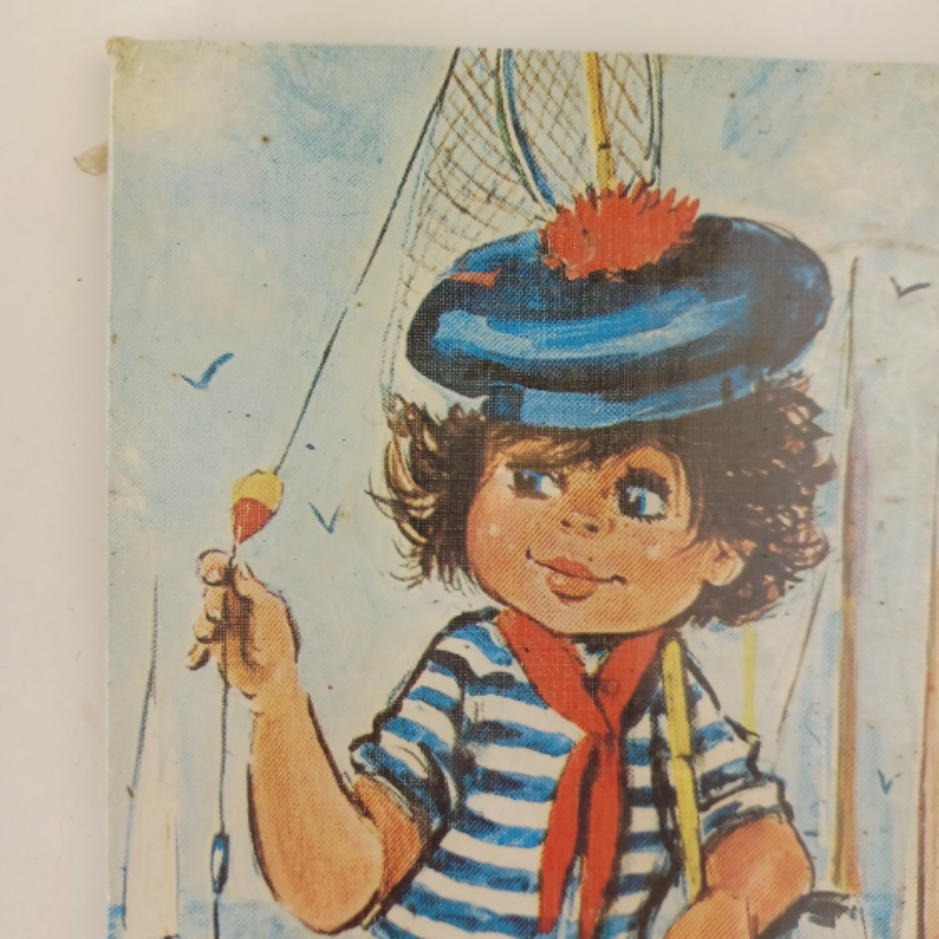 Petit tableau d'un poulbot encore sous blister de 10x20cm Le Pêcheur - Photo 1