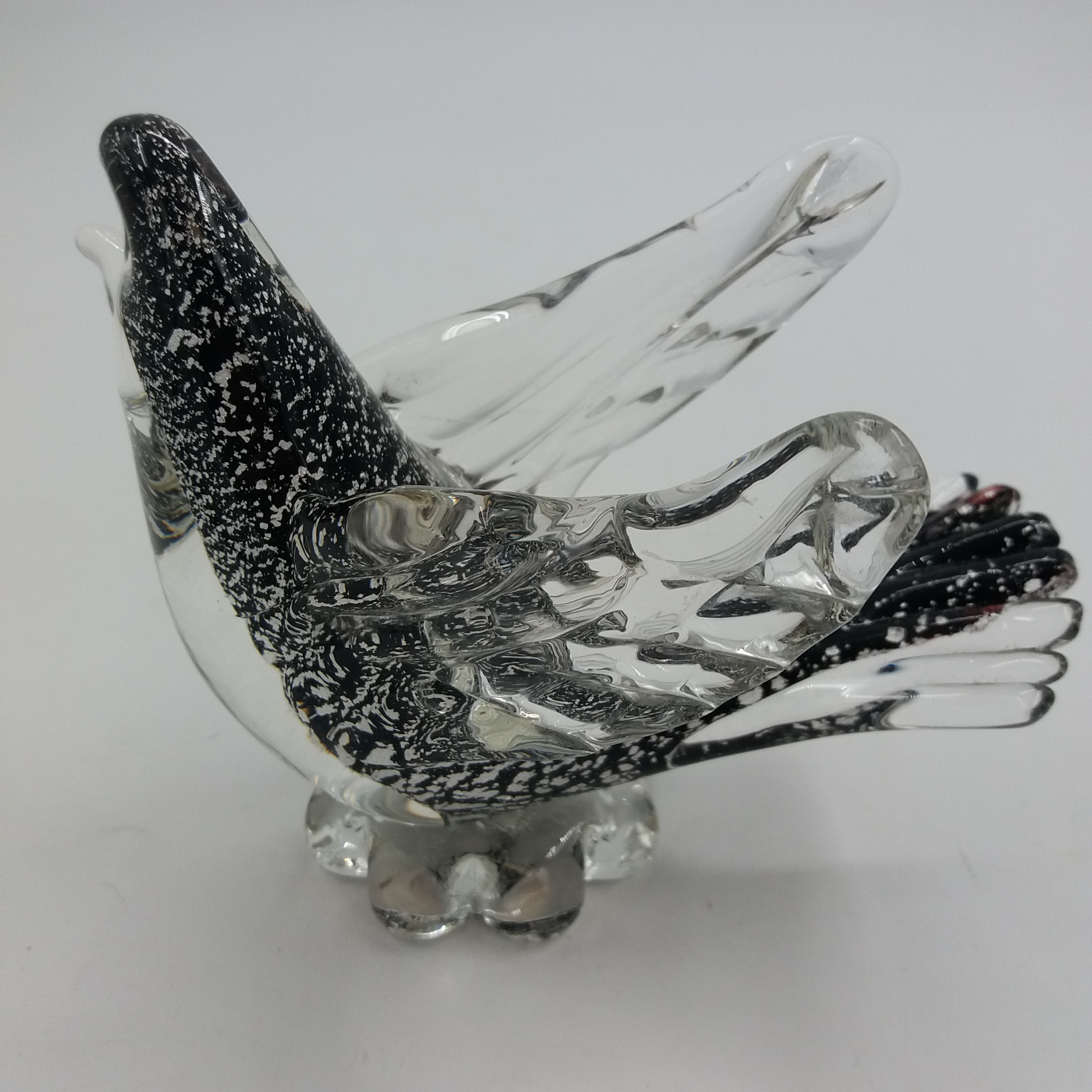 Oiseau en verre soufflé sur son socle. Murano. Made in Italie. - Photo 3