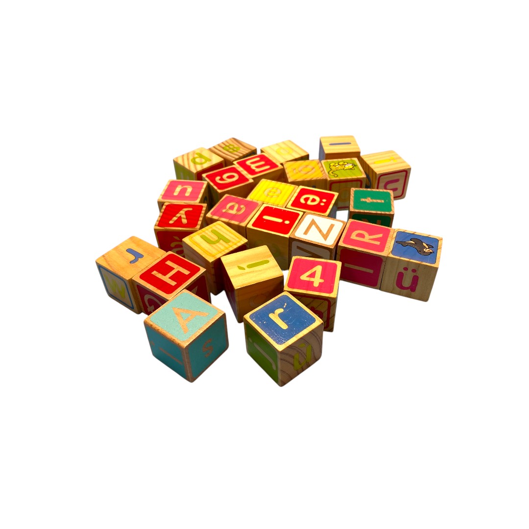 Cube en bois alphabétique - x26  - Vue 3 - 