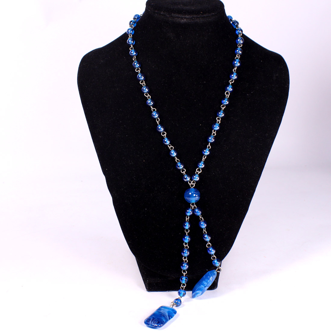 Collier en perles de verre bleu Bon état - Vue 2 - 