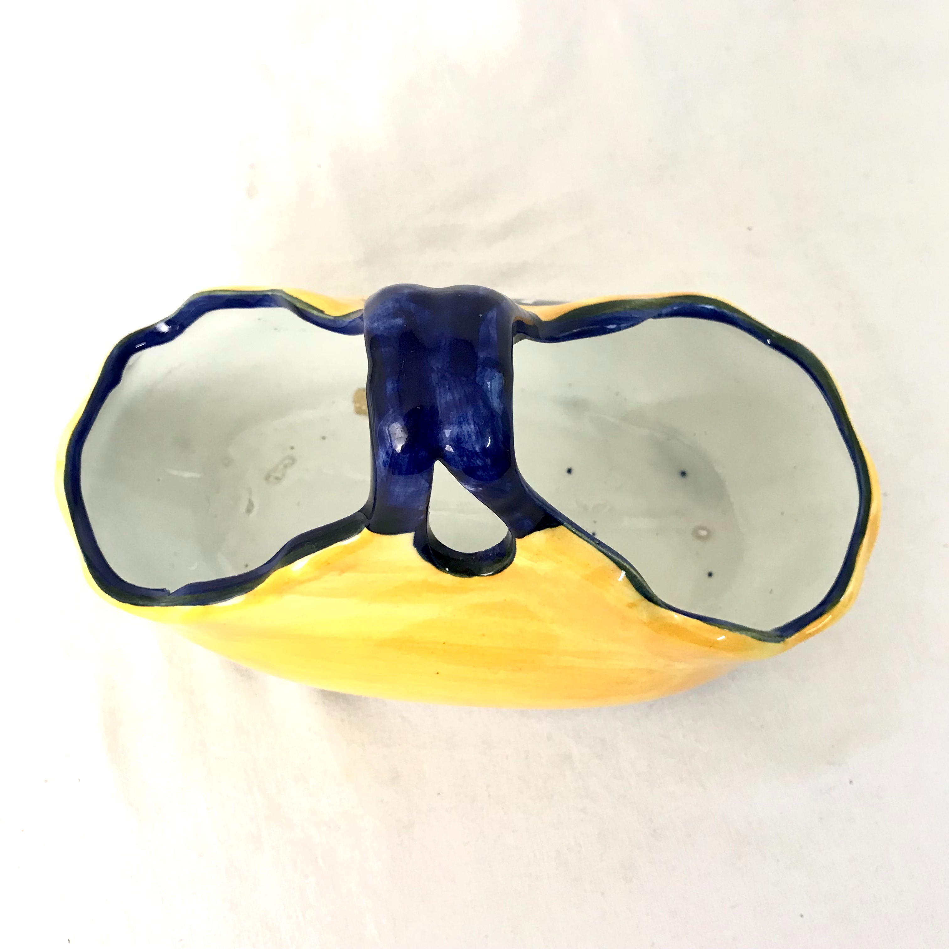Panier en céramique Jaune et bleu - Rdo de Javea - Bon état - Photo 3