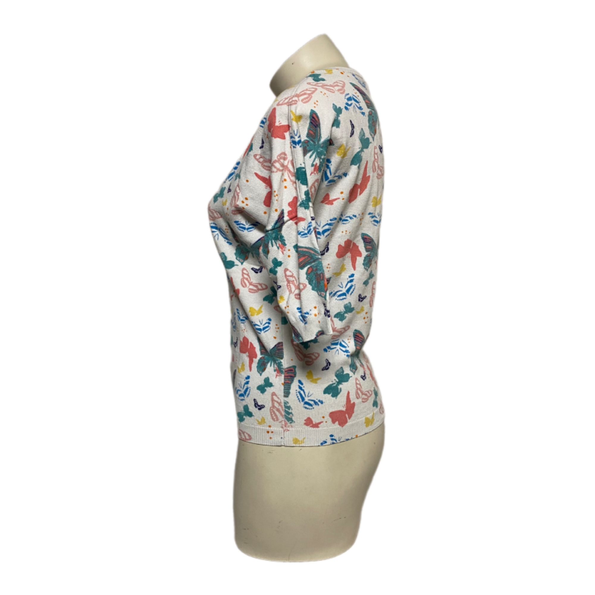 Pull femme imprimé papillons manches courtes - RIU Paris - T0 Bon état - Vue 2 - 