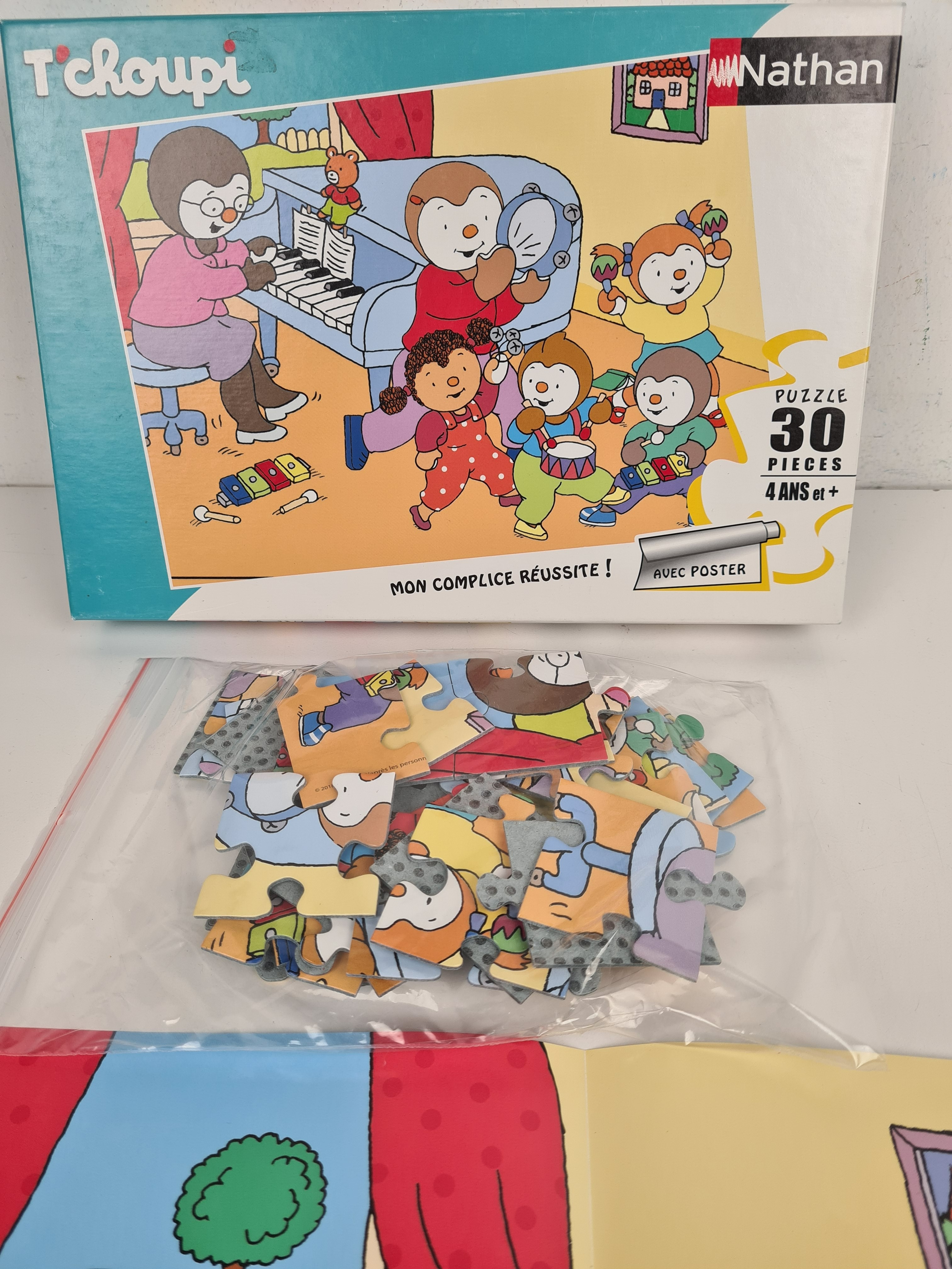 Puzzle 30 pièce - T'choupi fait de la musique avec poster - Nathan - +4 ans - Photo 1