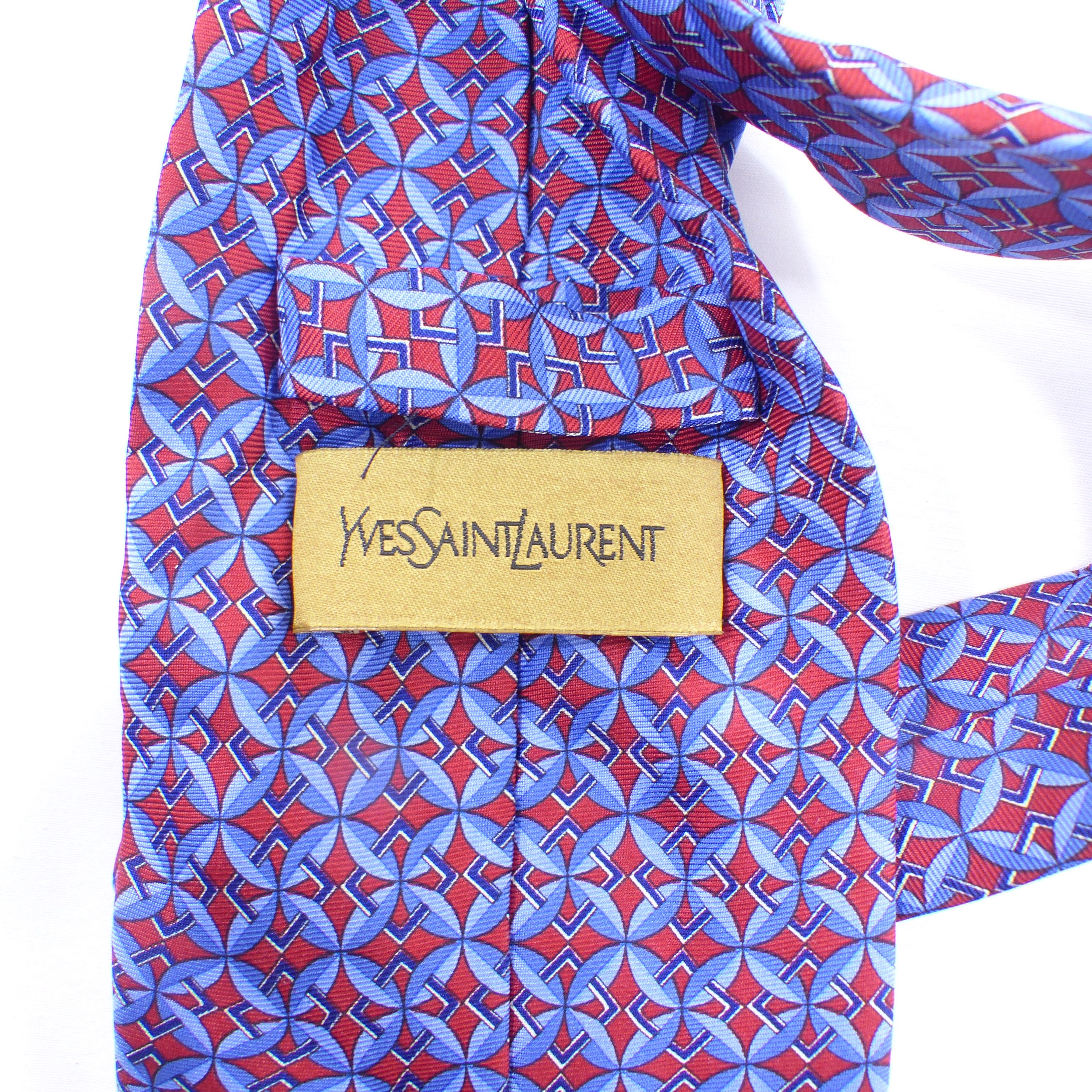 Cravate vintage / 100% soie - Signée Yves Saint-Laurent - Photo 2