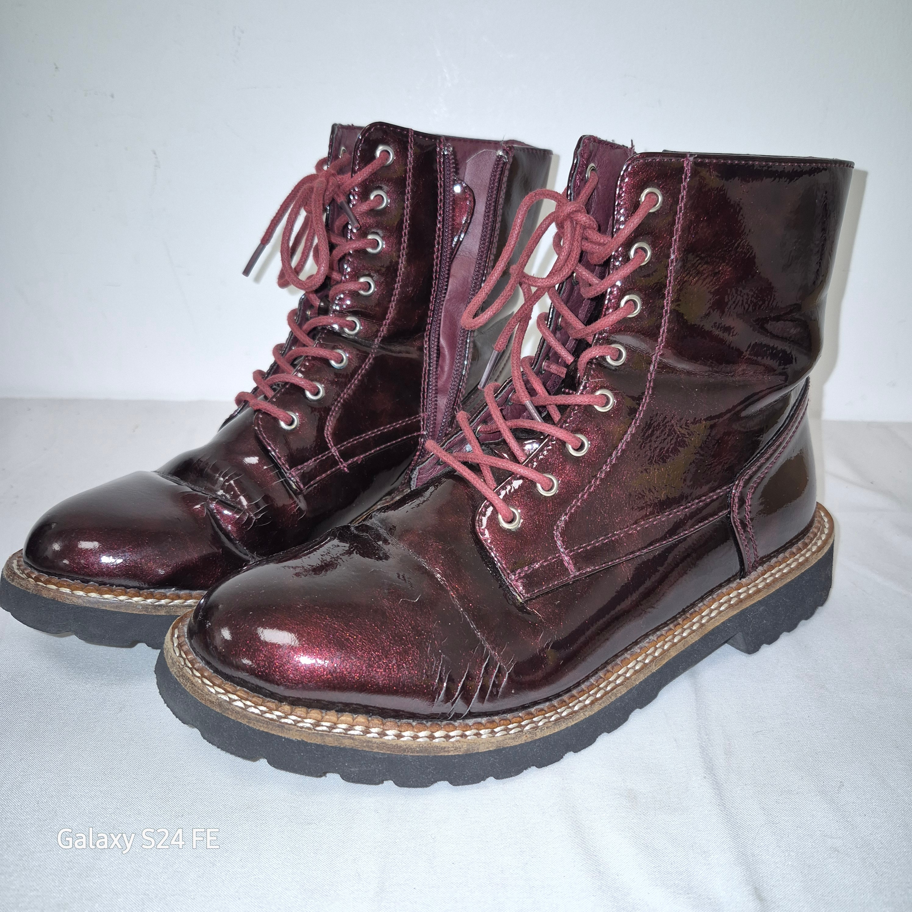 Chaussures montantes vernis bordeaux - Taille 36 - Photo 2