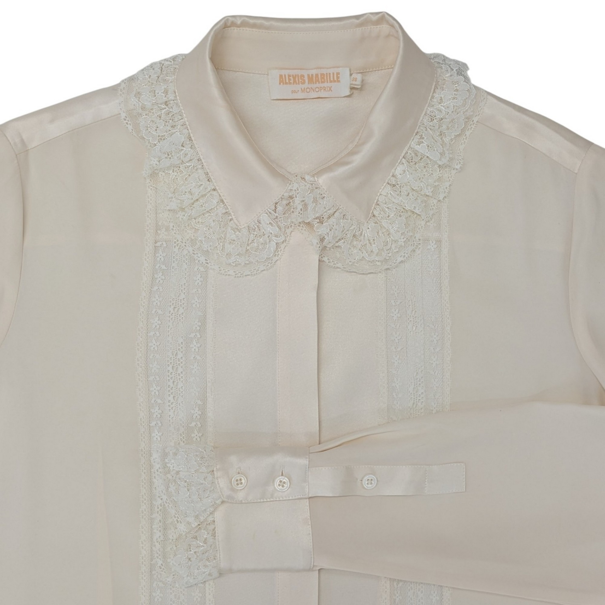 Chemise Chemisier Alexis Mabille x Monoprix T 38 en soie et dentelle ivoire - Photo 1
