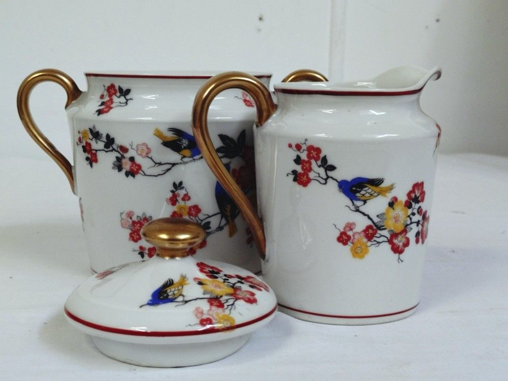 Petit pichet et son sucrier en porcelaine de Limoges, décor japonisant. - Photo 7