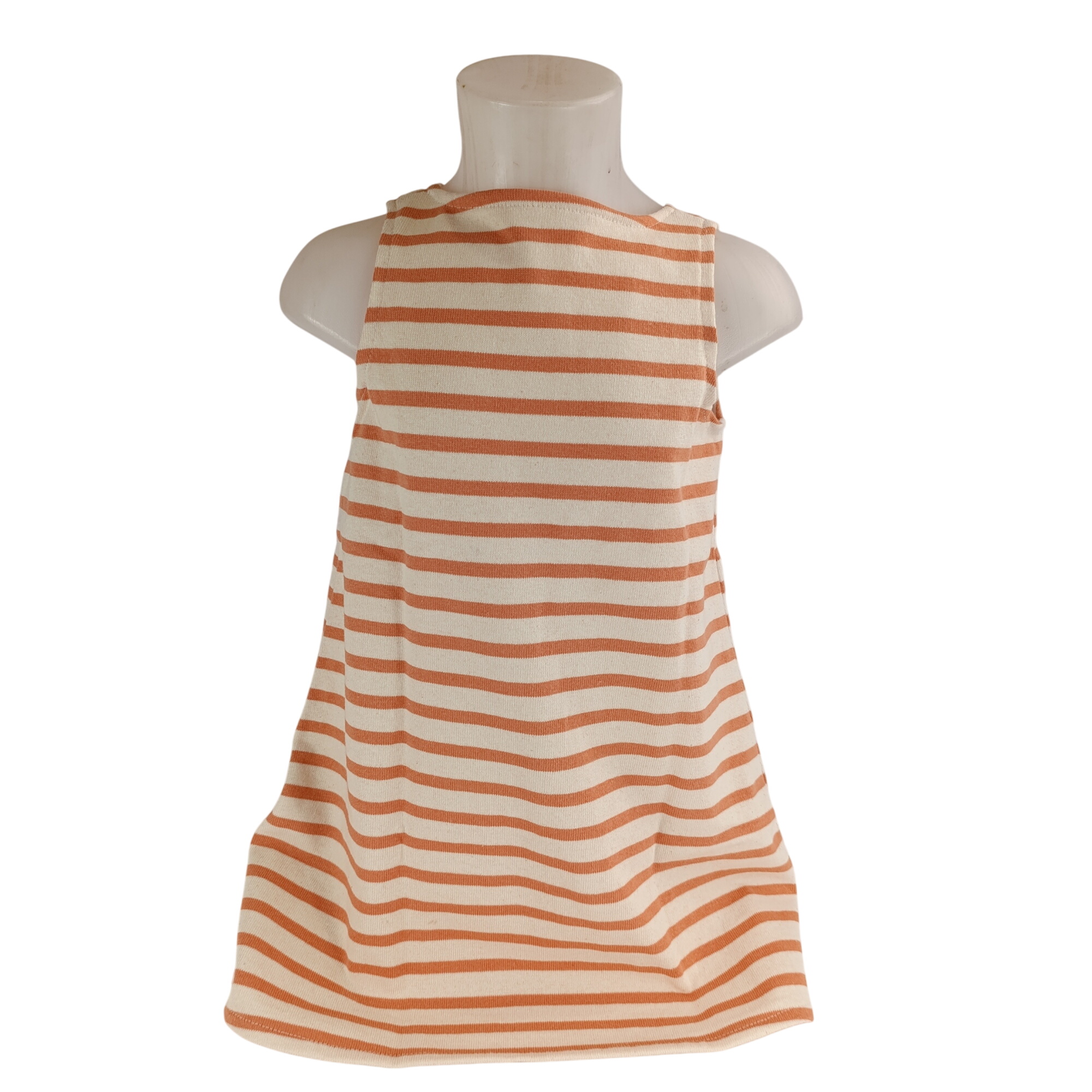 Robe enfant marin (8 ans ) couleur beige et orange fabriqué dans notre atelier Acsomur, à partir de tissu recyclé - Photo 0