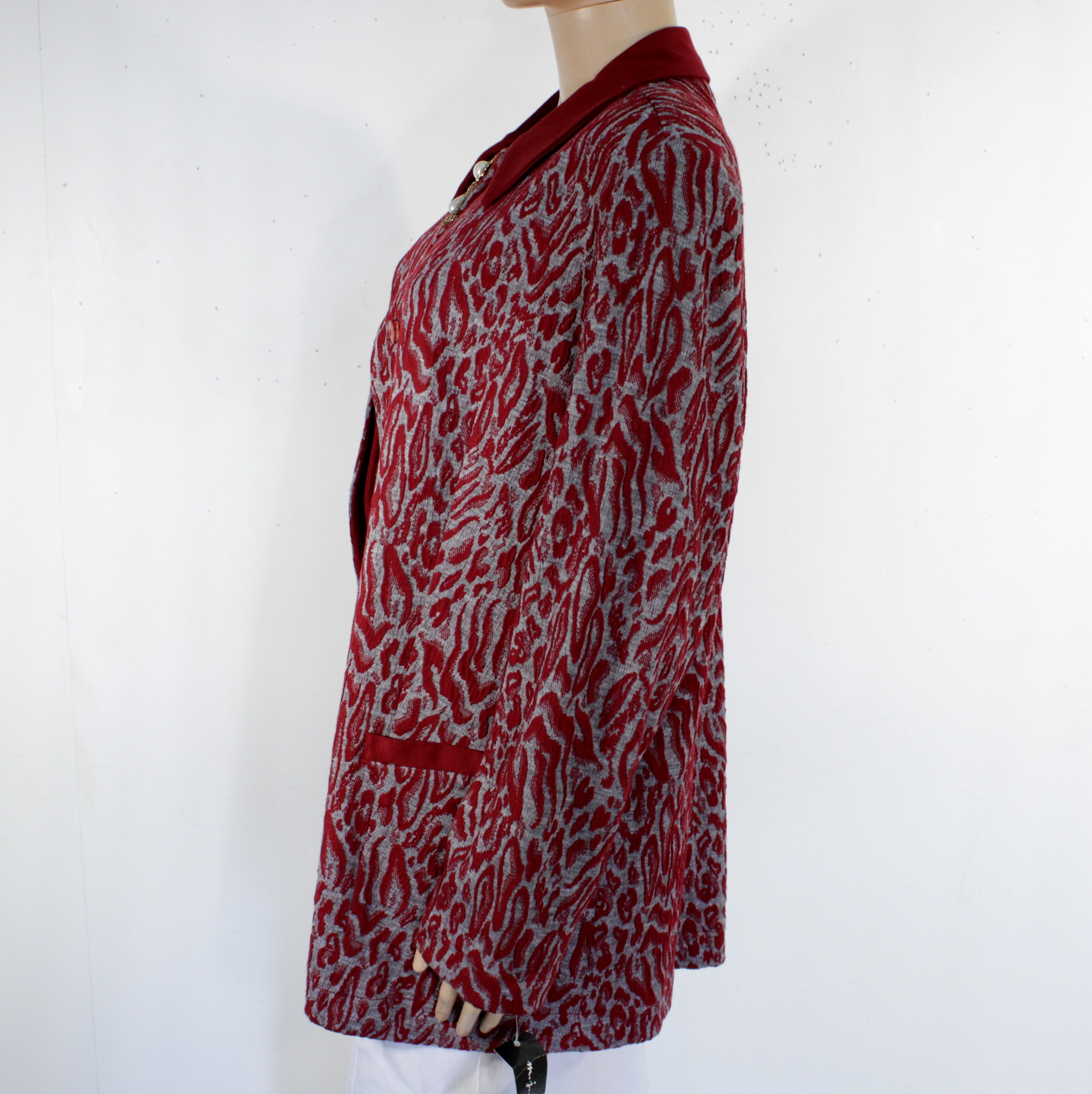 Gilet Vintage Rouge Léopard M.J.LAZZARI PARIS Taille 52 - Comme neuf - Photo 4