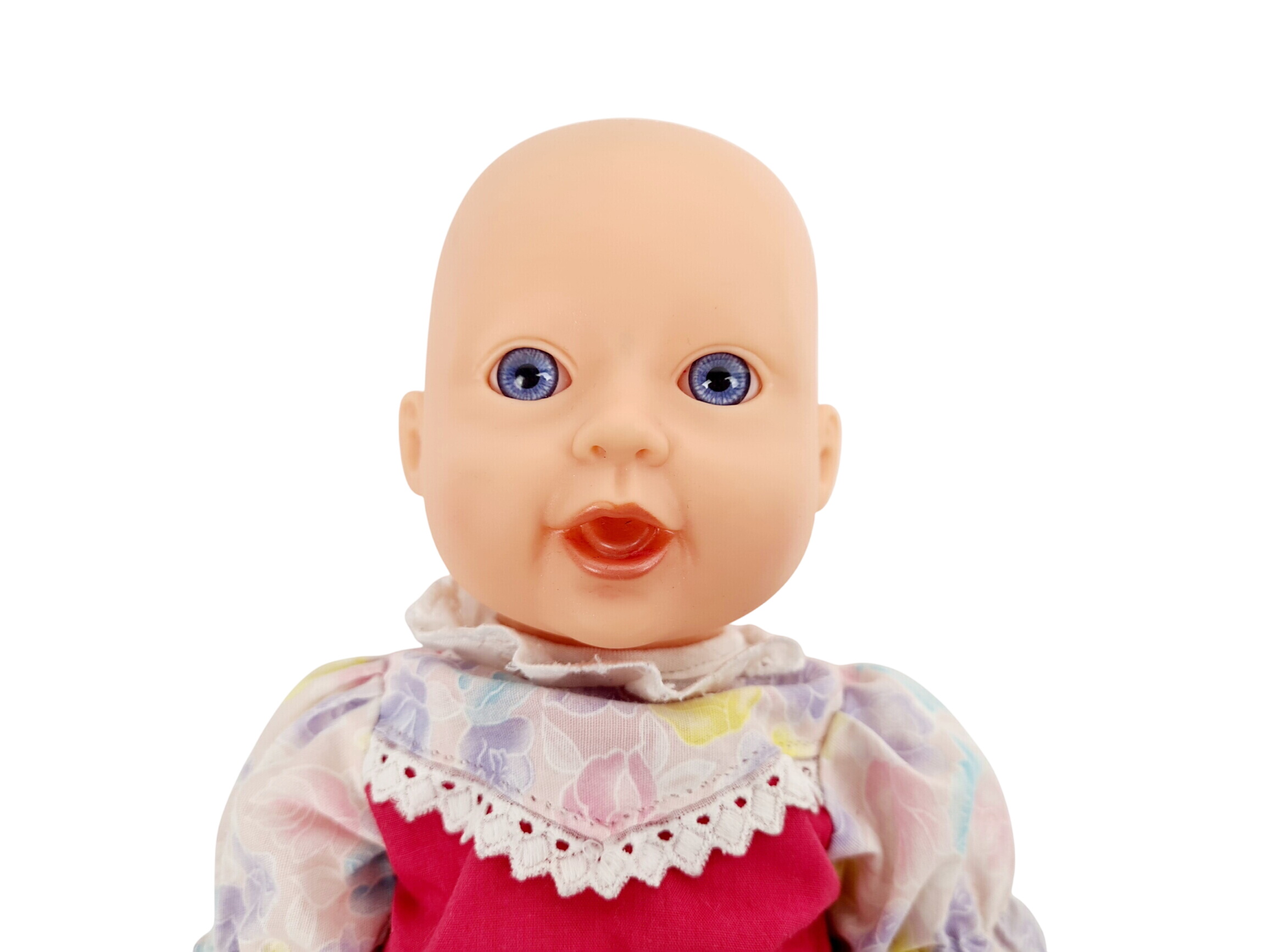 Poupée - Poupon articulé, yeux bleus, robe à fleurs - 30 cm - Photo 0