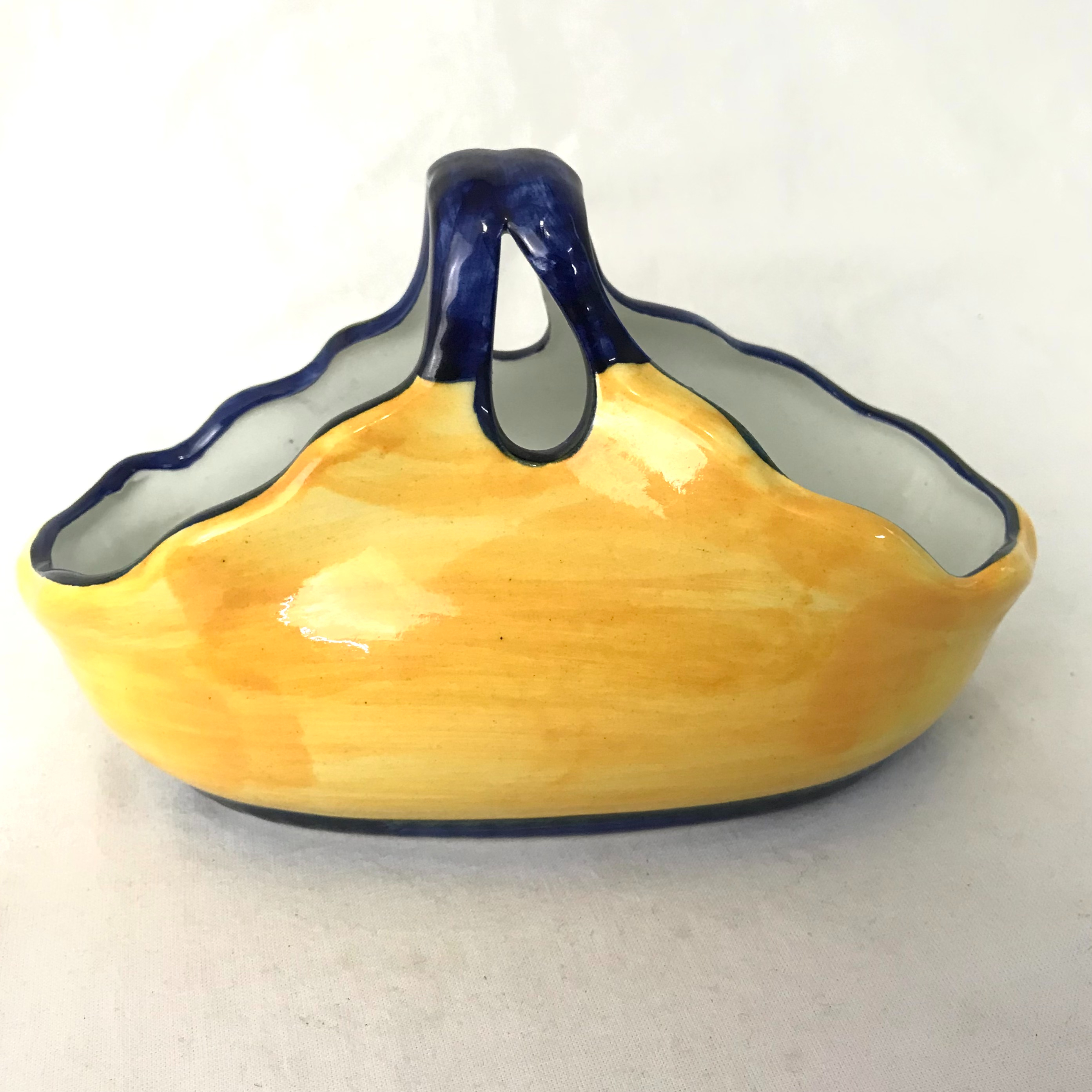 Panier en céramique Jaune et bleu - Rdo de Javea - Bon état - Photo 2