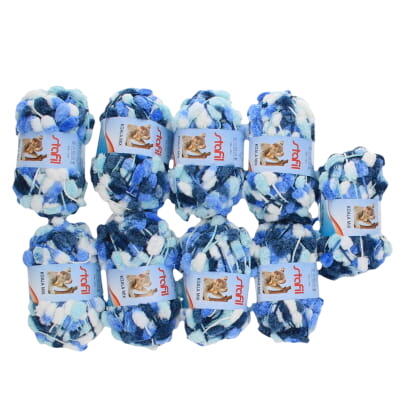 Lot de 9 pelotes avec pompons multicolores - STAFIL - 50 g par pelote - Photo 0
