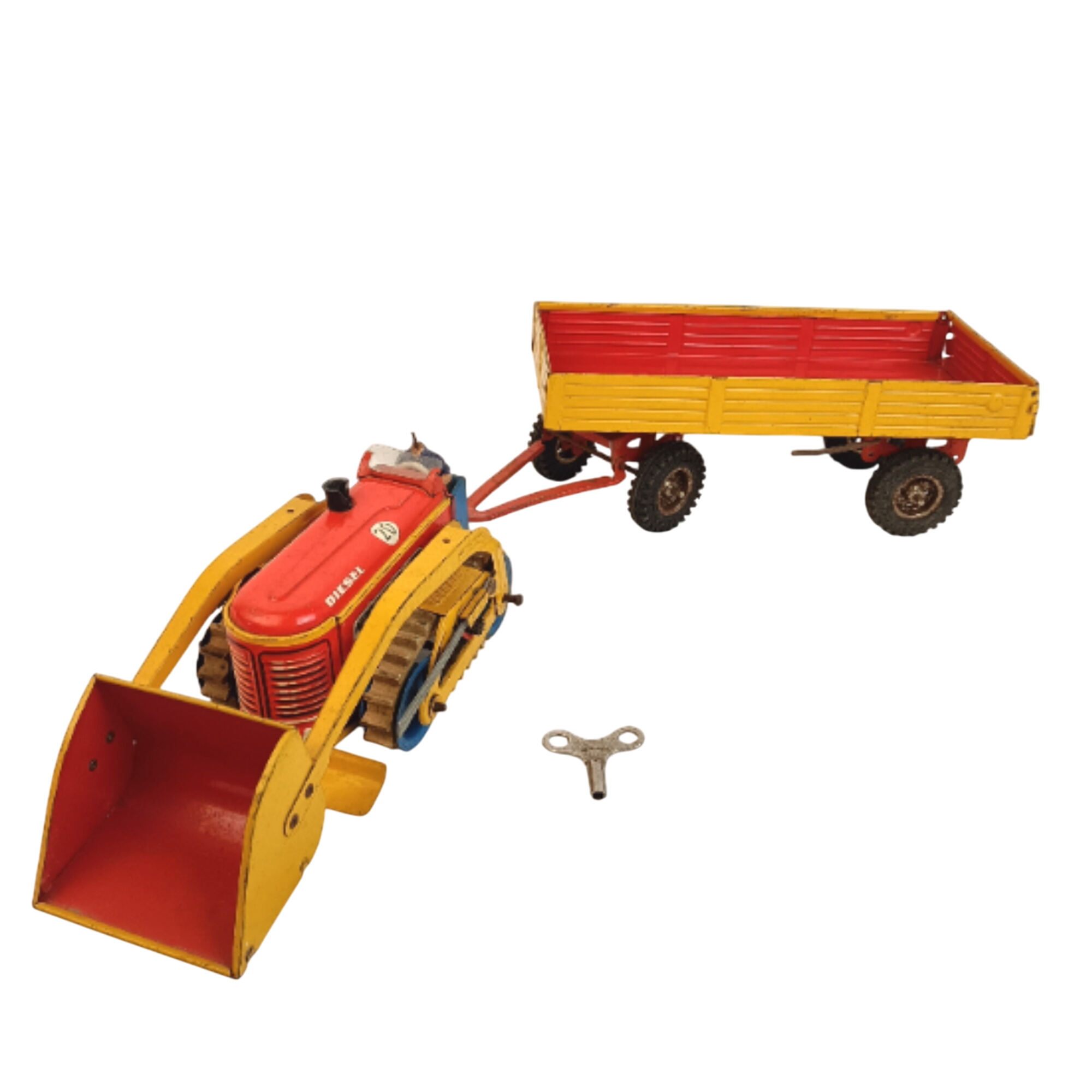 Tracteur Militaire Miniature GESCHA PENNY TOYS Avec Conducteur, Mécanique, Vintage, Fabriqué En Allemagne