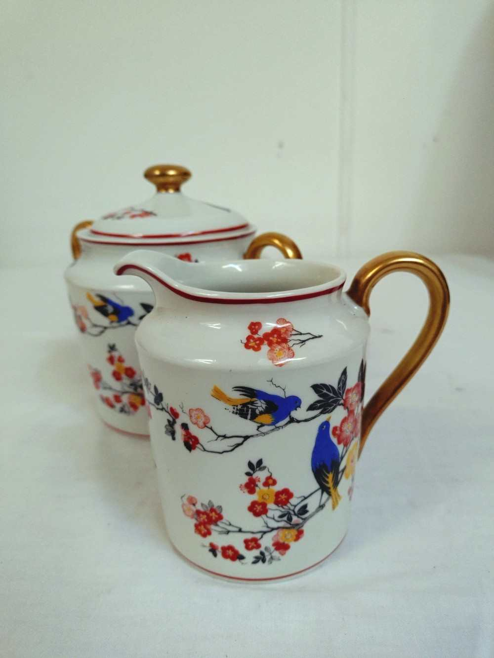 Petit pichet et son sucrier en porcelaine de Limoges, décor japonisant. - Photo 3