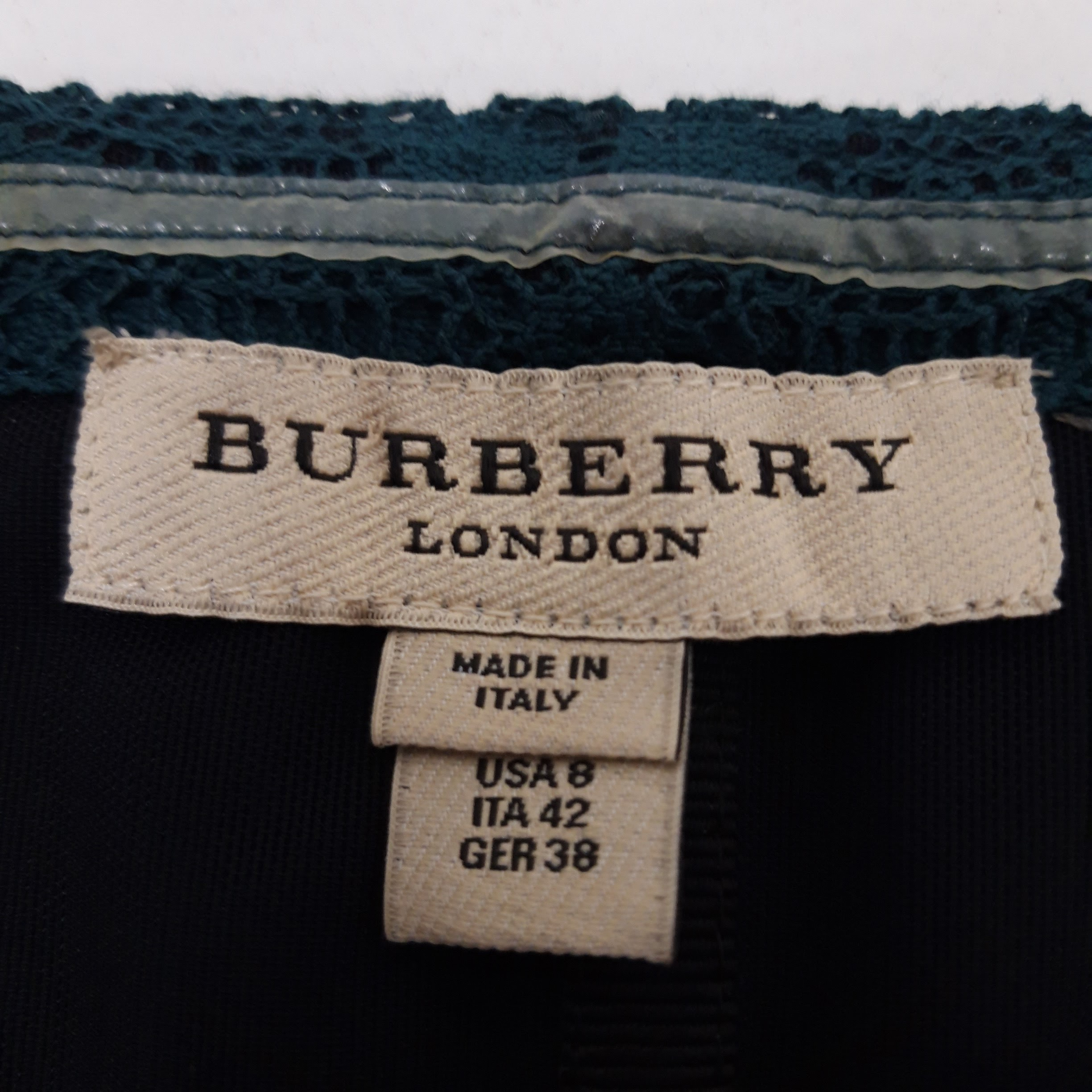 Robe midi en dentelle verte de la marque Burberry London, fabriqué en Italie Très bon état - Vue 4 - 