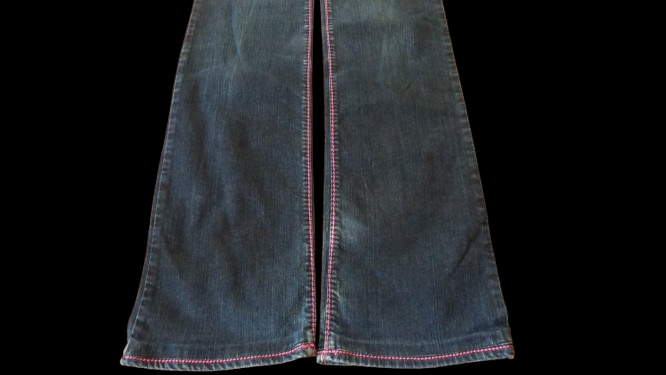Jeans Versace bleu et coutures rose fuschia pour femme - taille 42  - Vue 2 - 