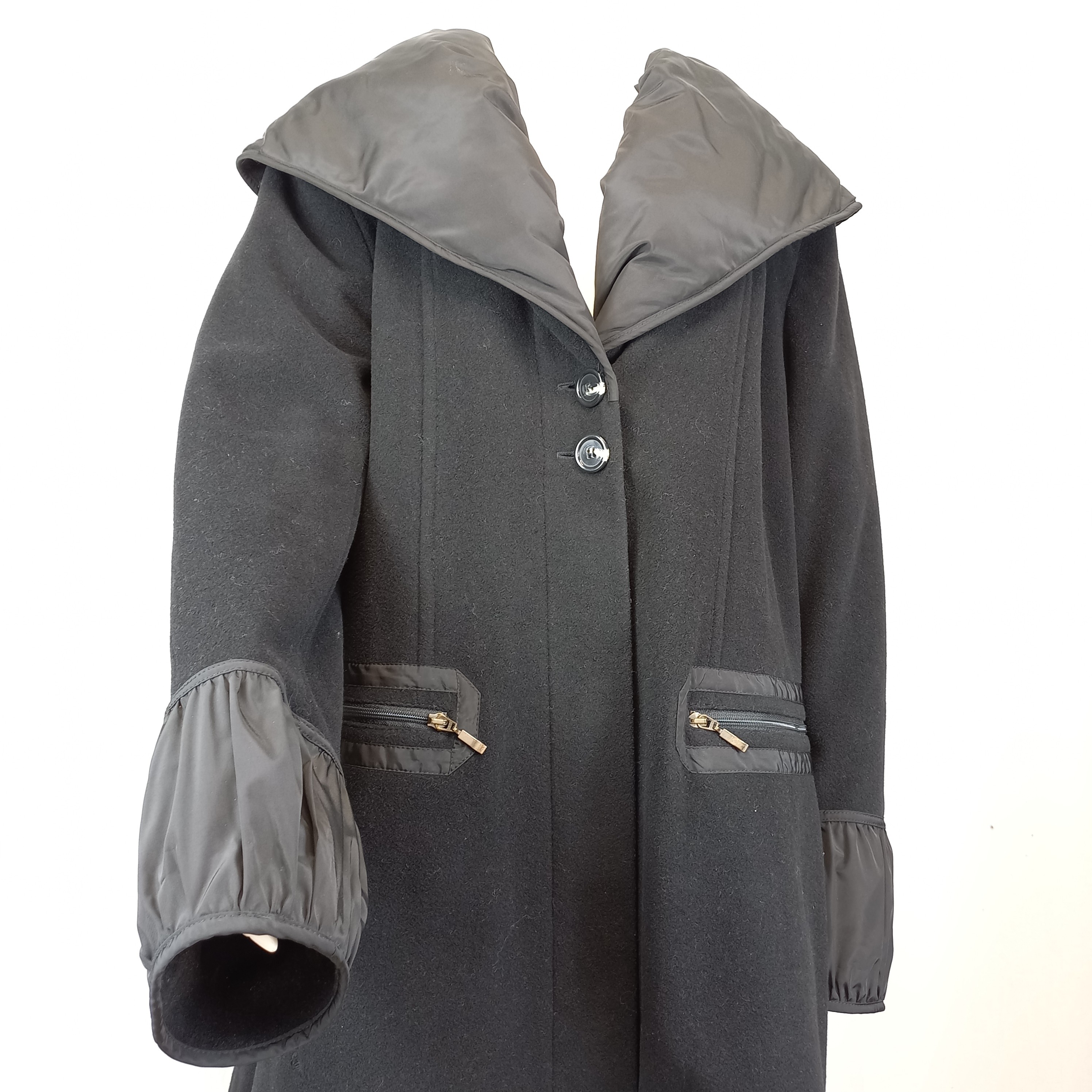 Manteau long noir bi matière "diane laury" T50 grand col Très bon état - Vue 4 - 