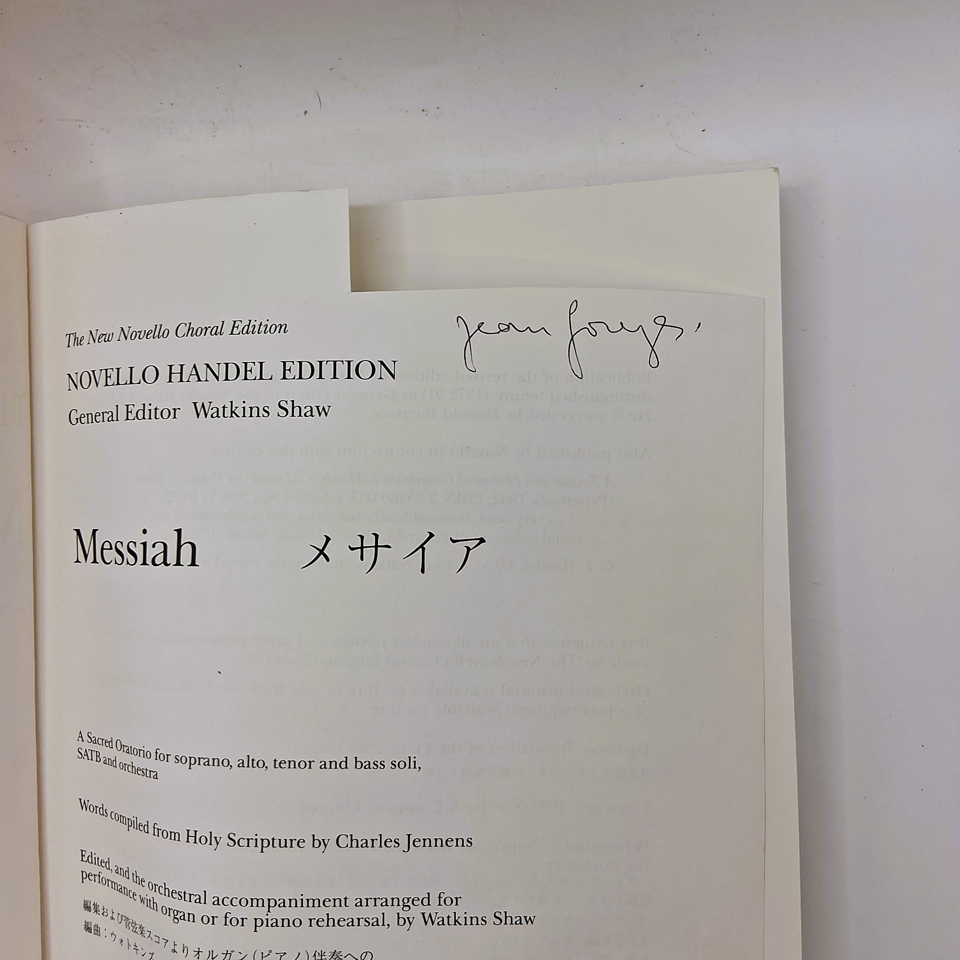 Messiah. Handel. Edited by Watkins Shaw. Novelo Handel Edition. Partition (English). 1992 Bon état - Vue 3 - 
