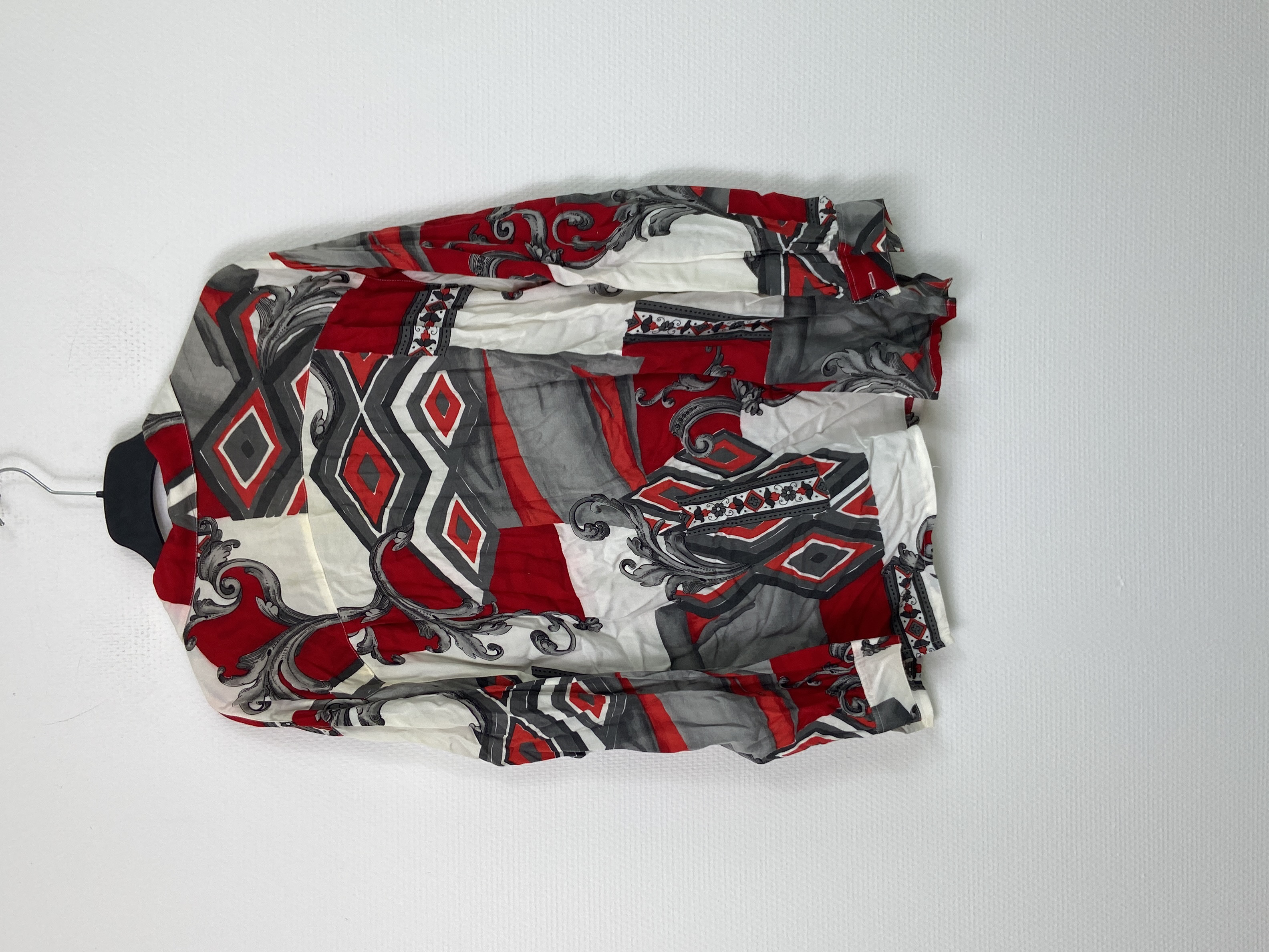 Chemise vintage motifs géométriques rouge gris blanc L 👔 - Photo 3