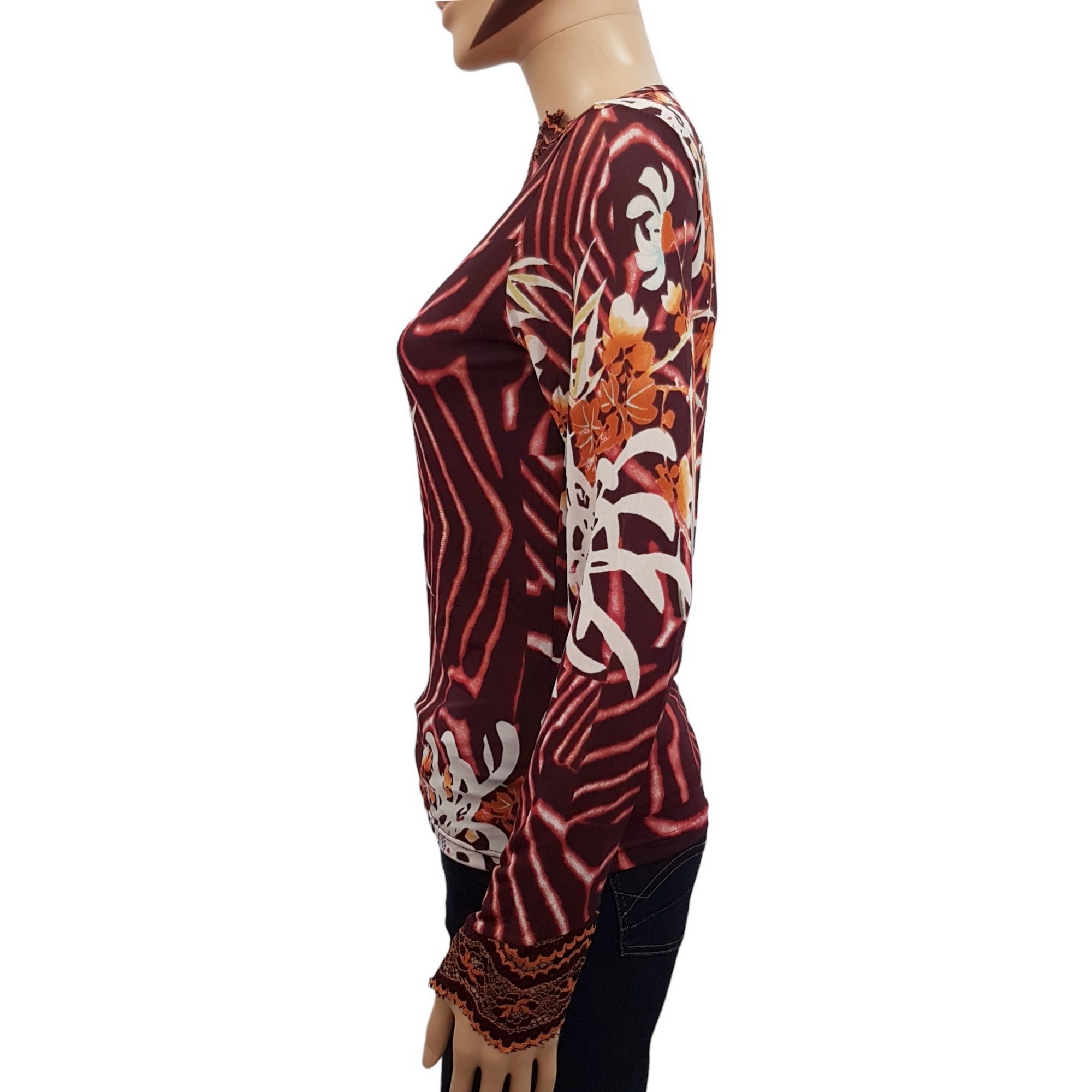 Top tee shirt Kenzo Jungle T S/M Vintage Imprimé fleuri tropical bordeaux - Photo 2