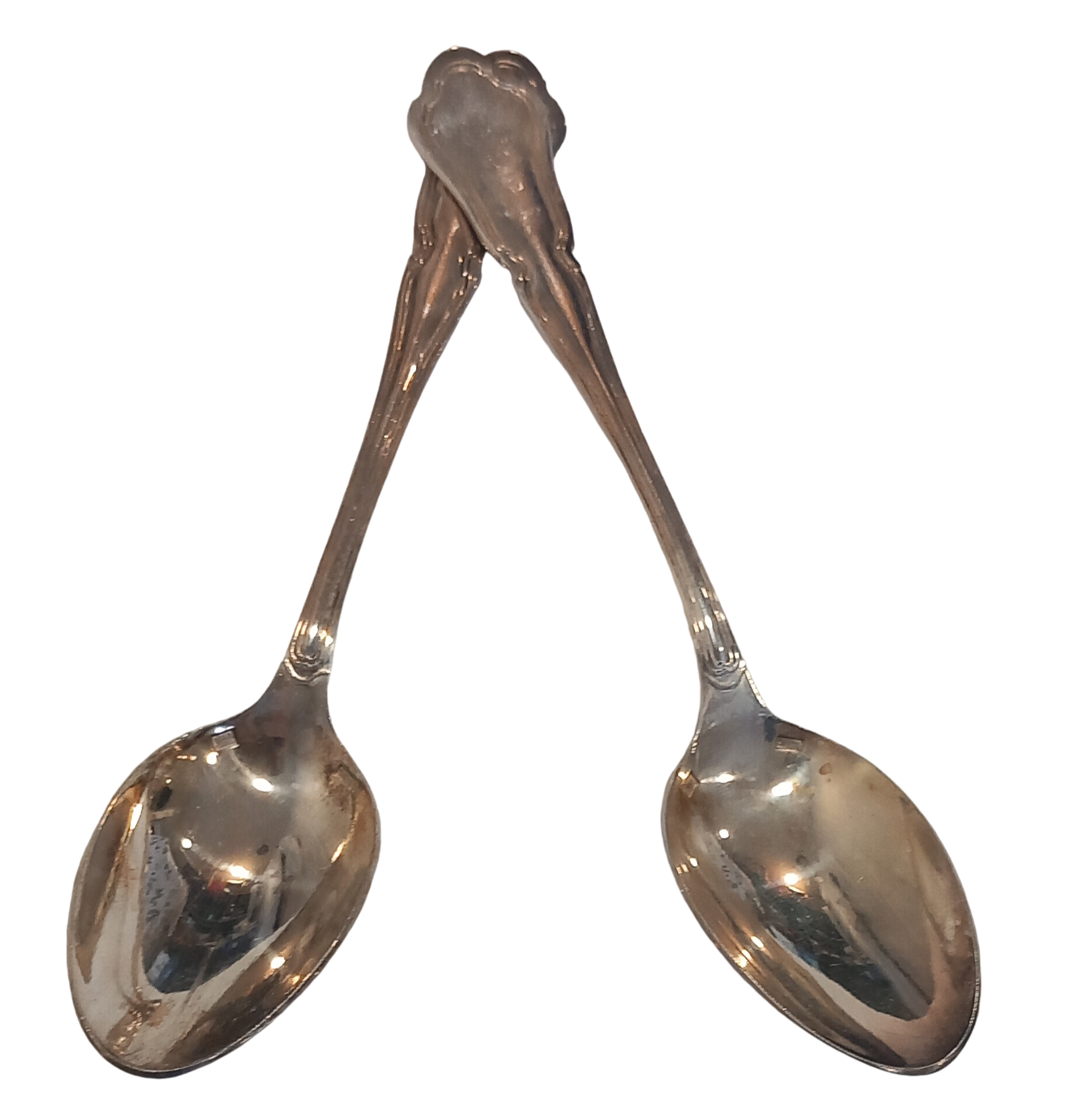 Duo de cuillère en métal blanc. - Bon état sur Label Emmaüs