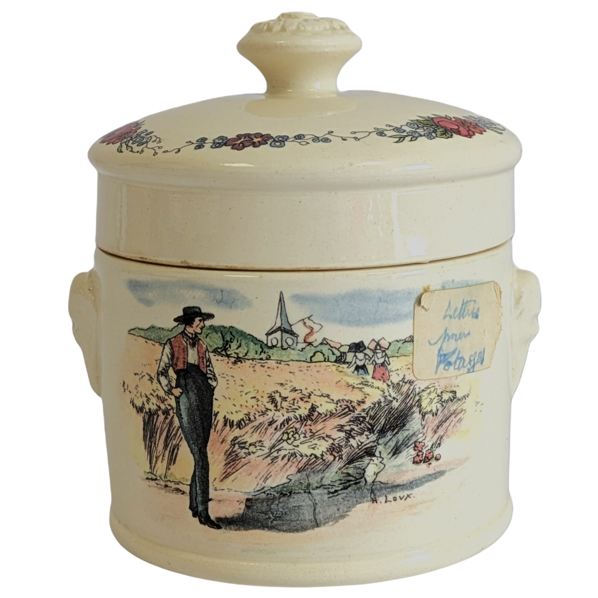 Ancienne terrine / pot à foie gras en faïence - Sarreguemines Obernai. Bon état -  reconditionné disponible sur Label Emmaüs