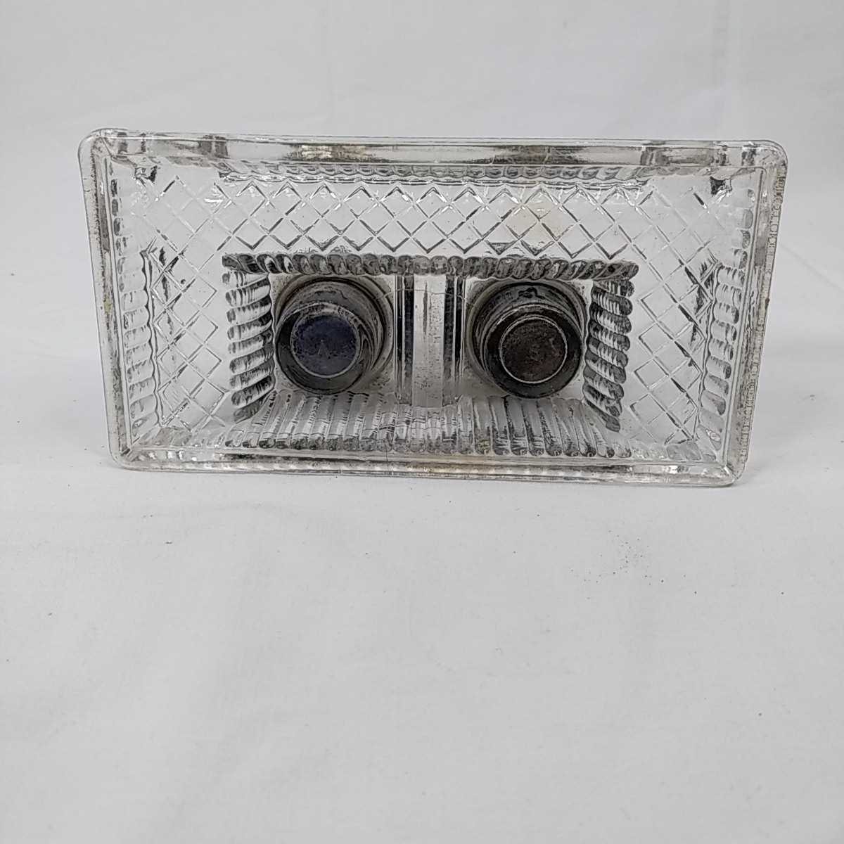 Encrier double en verre et metal - Photo 2