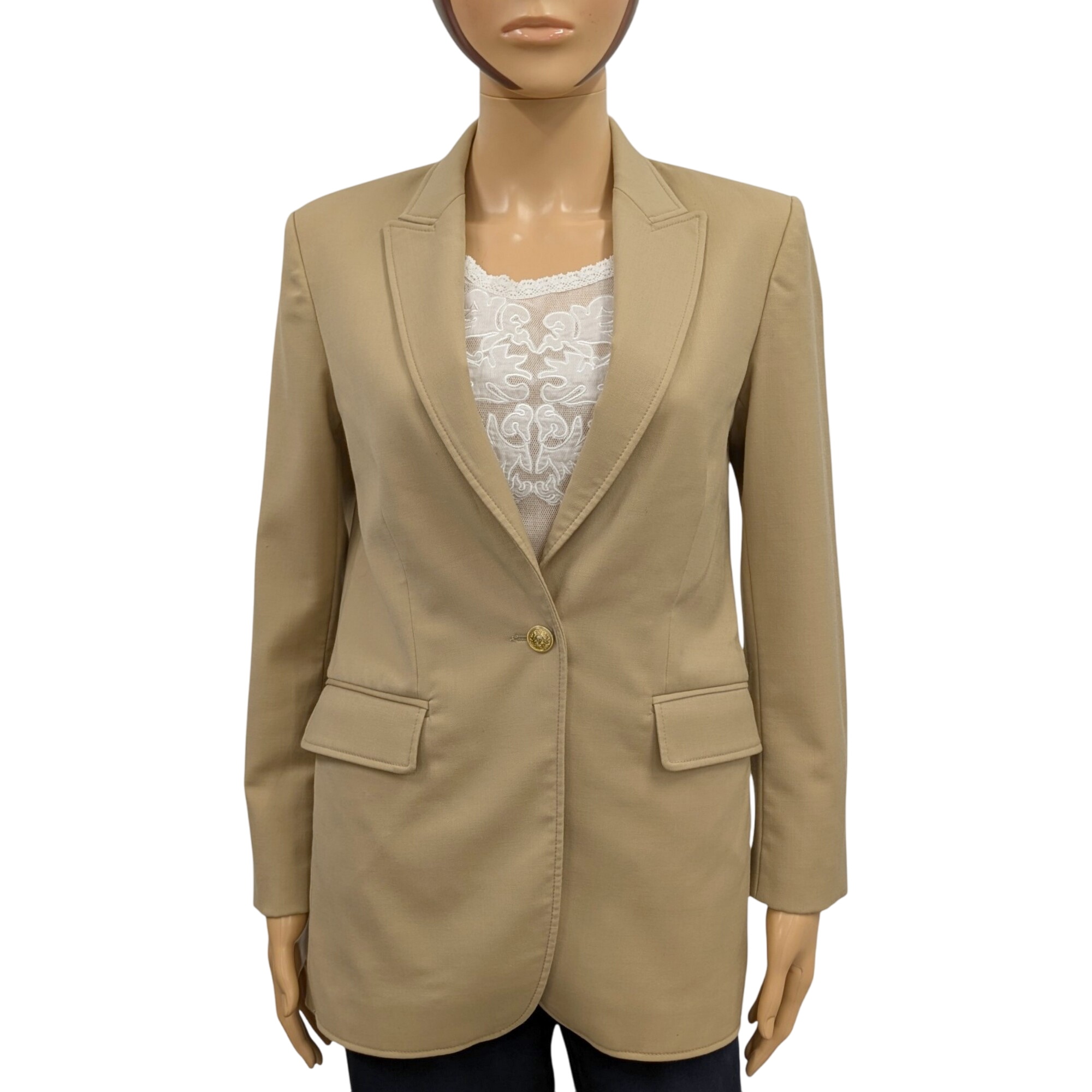 Veste tailleur Sandro T 34 Blazer en laine mélangée beige camel - Photo 0