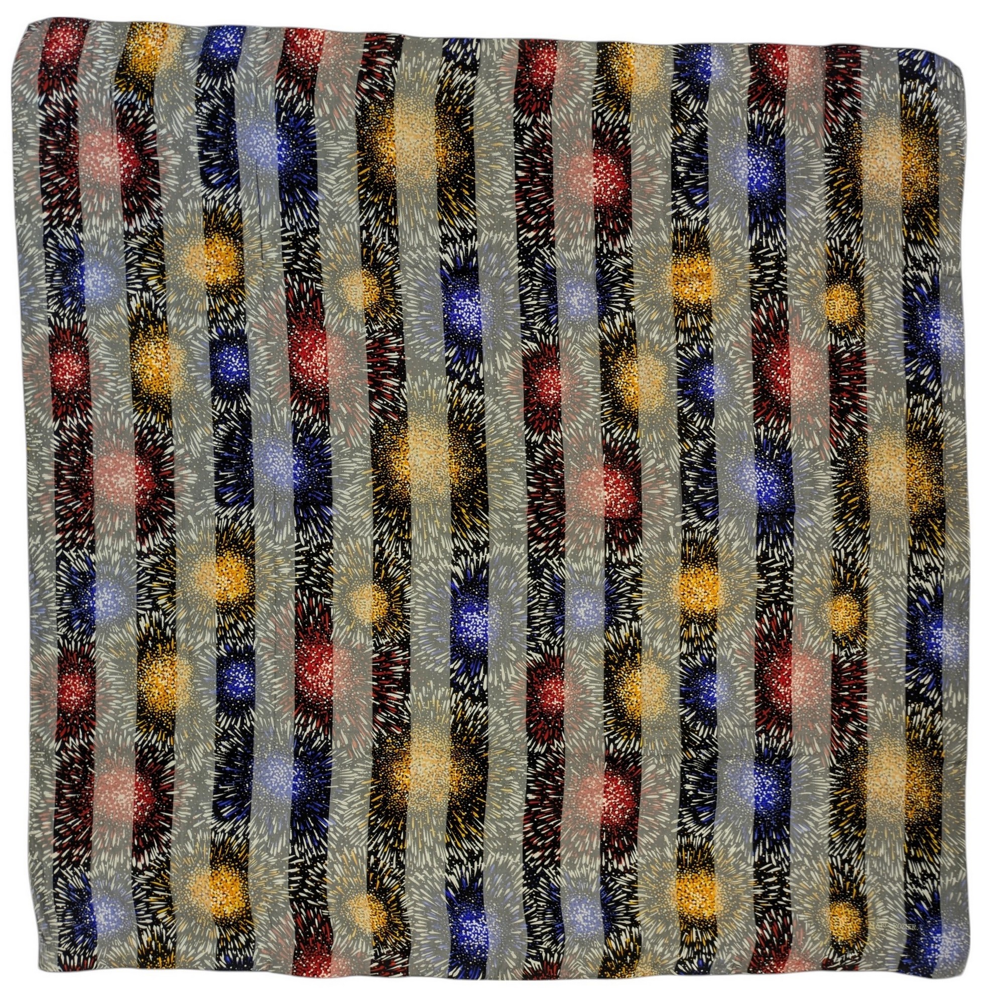 Grand Foulard Marc Rozier Carré en voile de soie imprimé coloré 116 cm x 117 cm - Photo 3