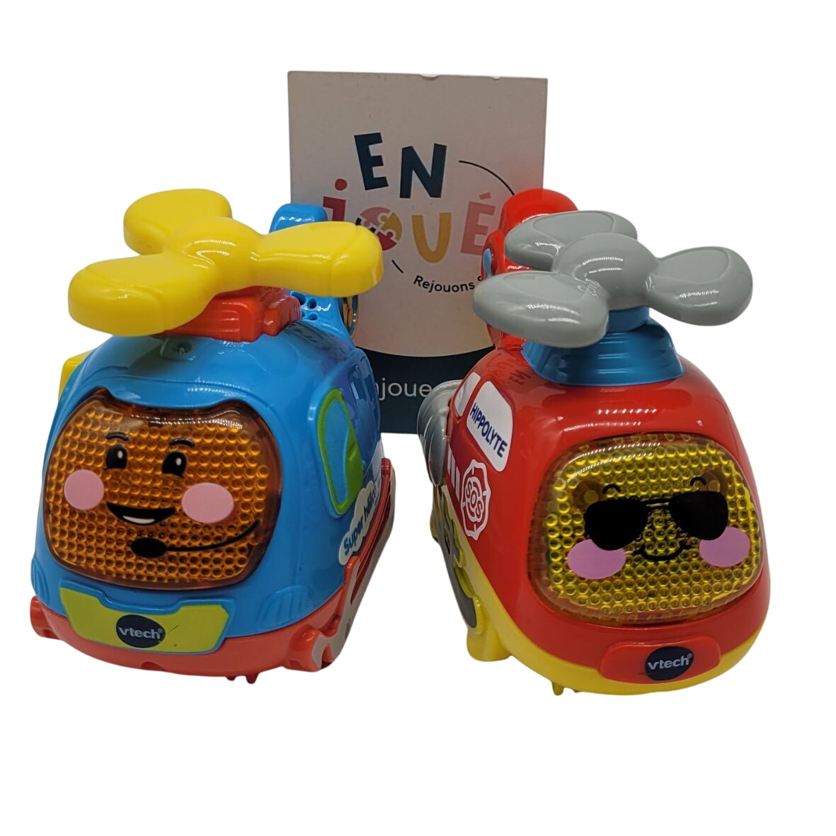 Lot de 2 véhicules Tut Tut bolides - Théo super hélico & Hippolyte hélico d'élite - Vtech - Dès 12 mois. Bon état -  reconditionné disponible sur Label Emmaüs
