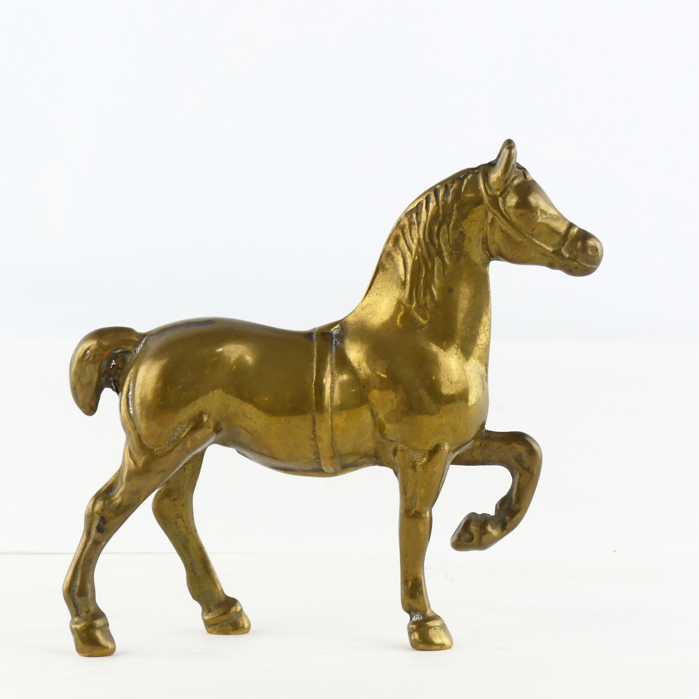 Statuette cheval doré en laiton Bon état - Vue 4 - 