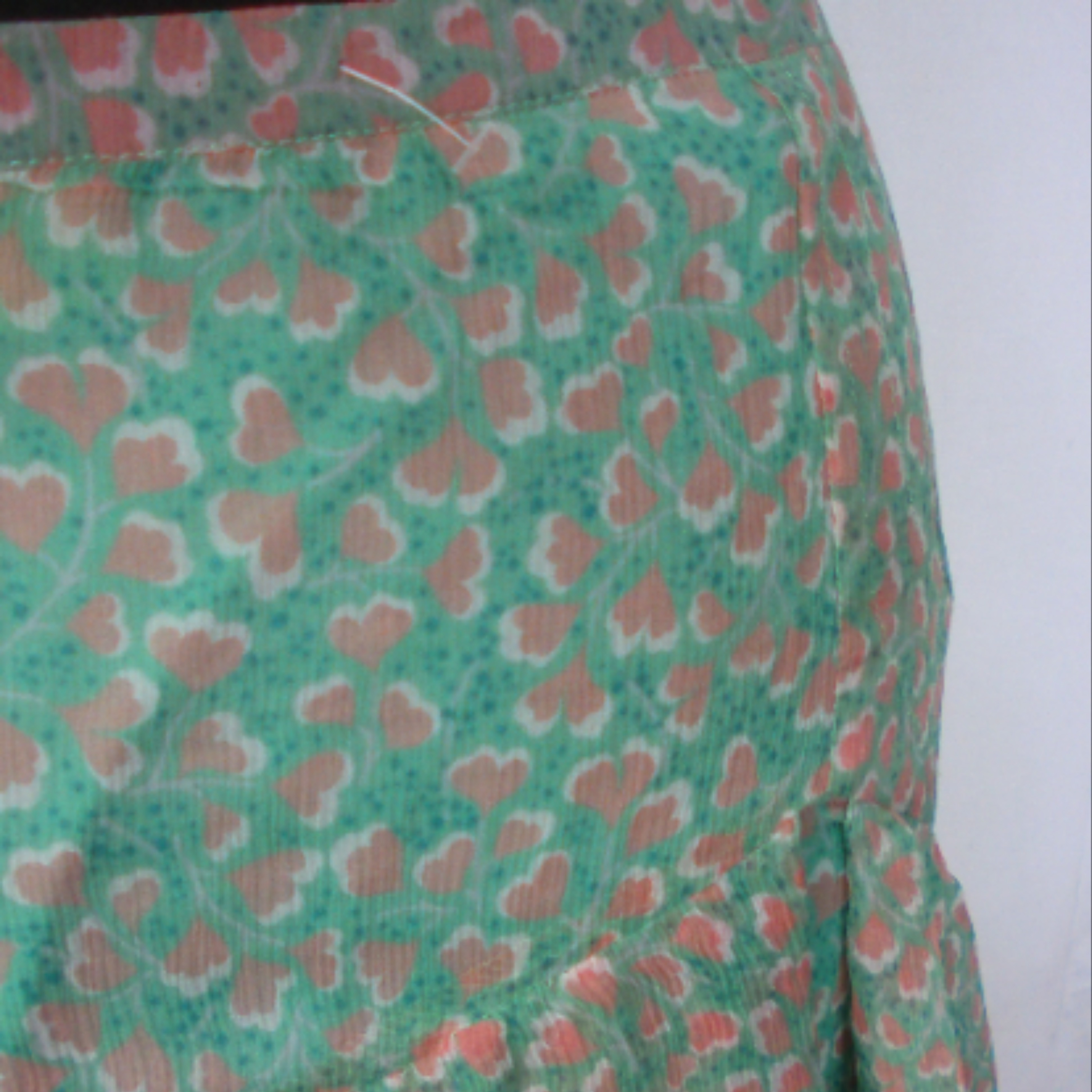 Jupe Comptoir des Cotonniers, motifs marrons sur fond vert, 100% soie, taille 36 - Photo 1