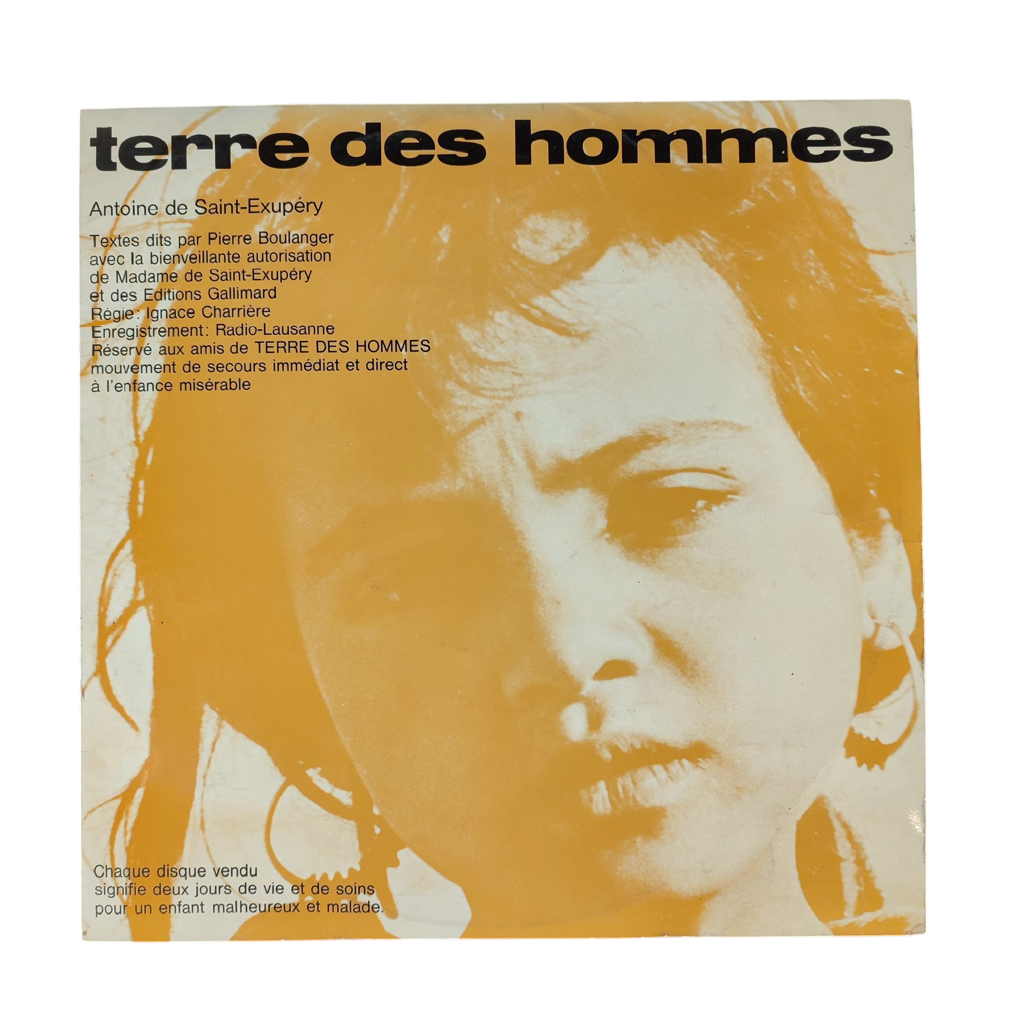 Disque vinyle 33 tours "Terre des hommes" textes de Antoine de Saint Exupéry Bon état -  reconditionné disponible sur Label Emmaüs