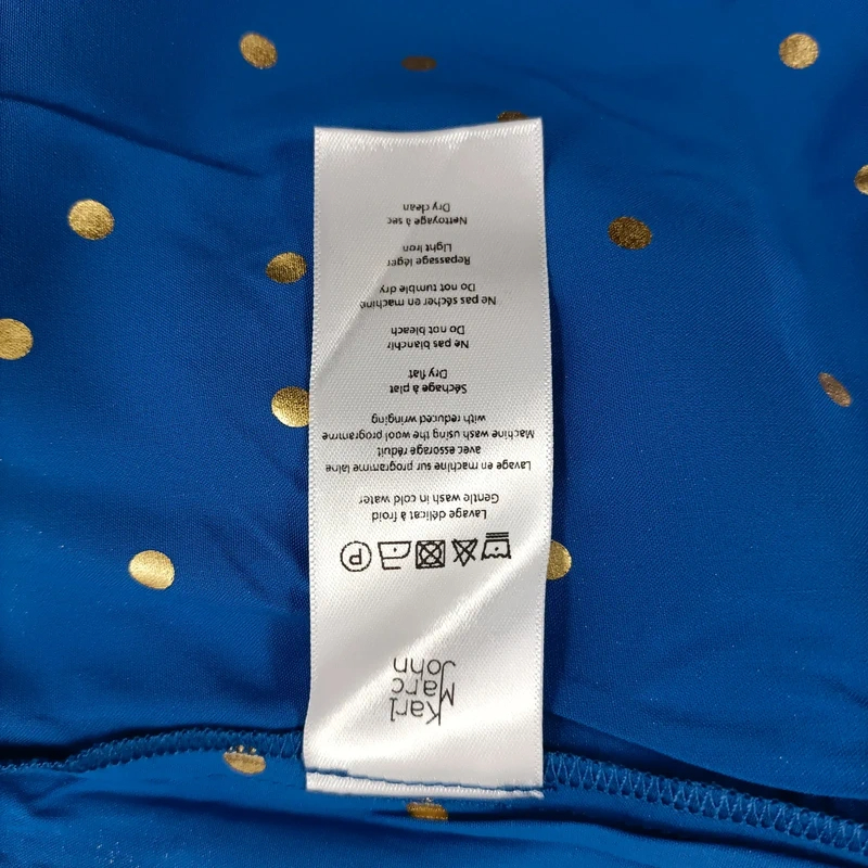 Blouse bleue à pois dorés Karl Marc John col V fluide élégante taille S Comme neuf - Vue 10 - 