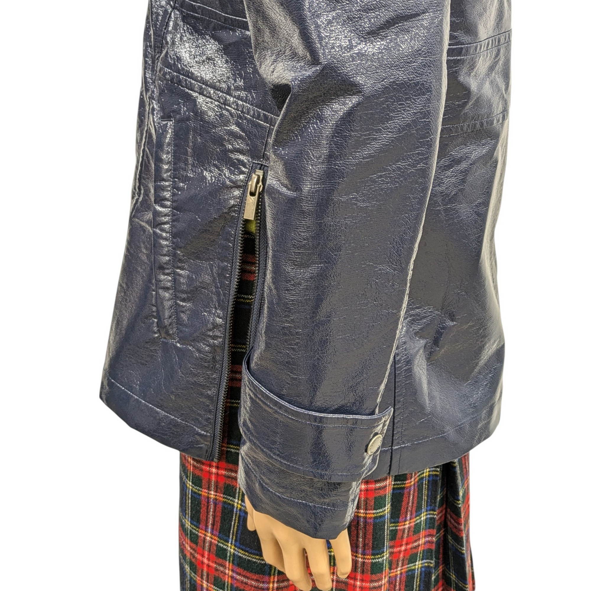 Comptoir des Cotonniers mod. Vasilic T 38 Veste Imperméable en cuir synthétique bleu marine - Photo 5