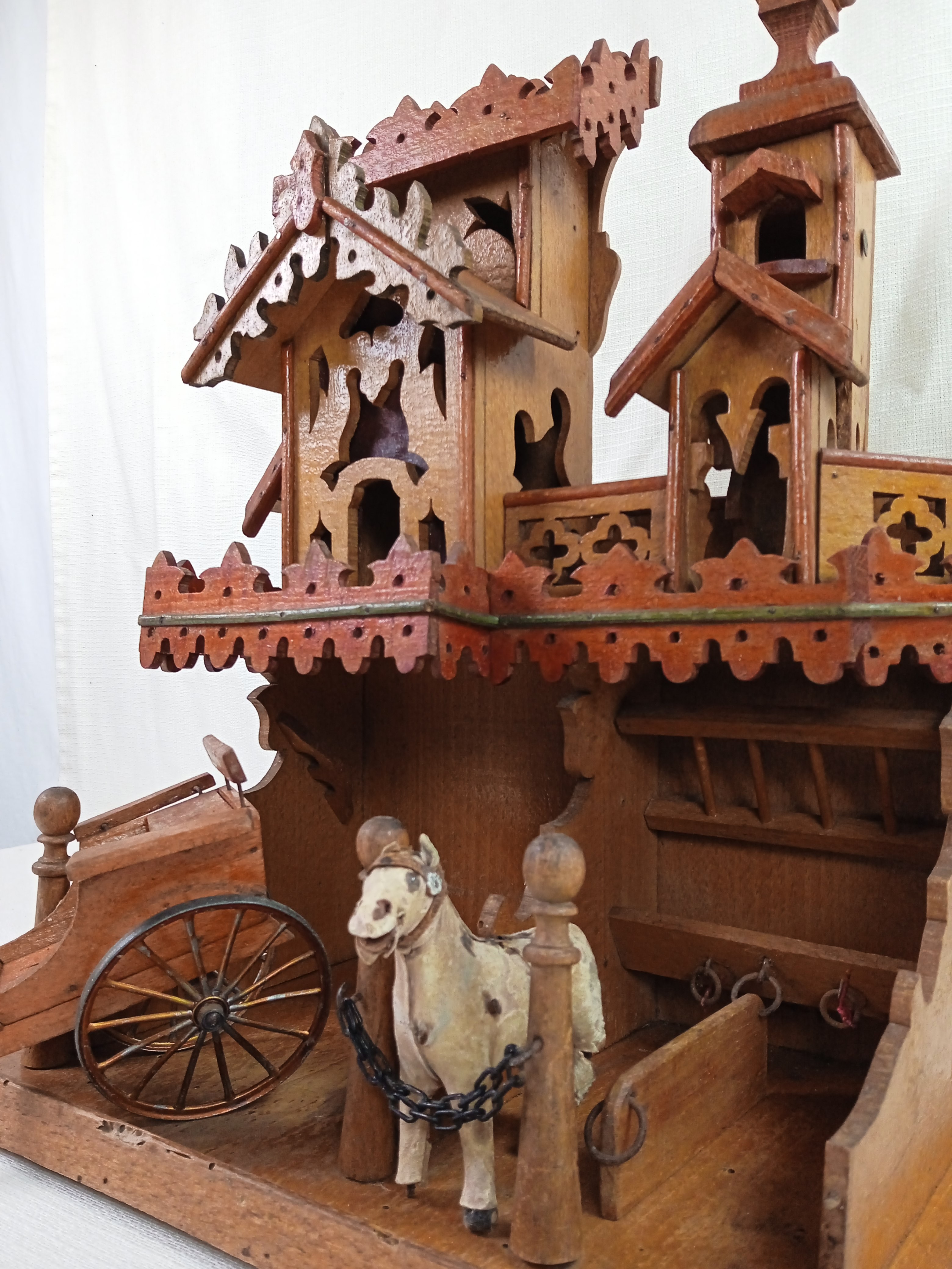 Bel Ensemble Ancien Lenoble - Charrette Avec Cheval Et Poupée, époque 1900 (occasion)