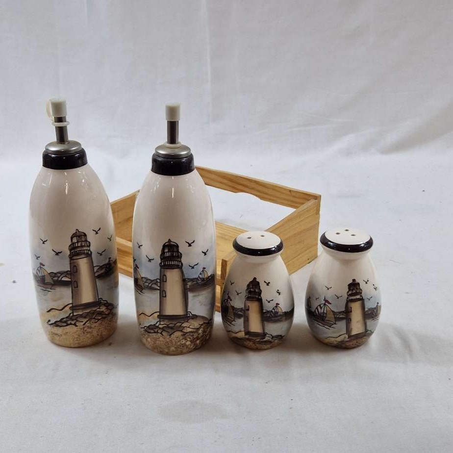 Set à condiments huile vinaigre sel poivre Comme neuf - Vue 5 - 