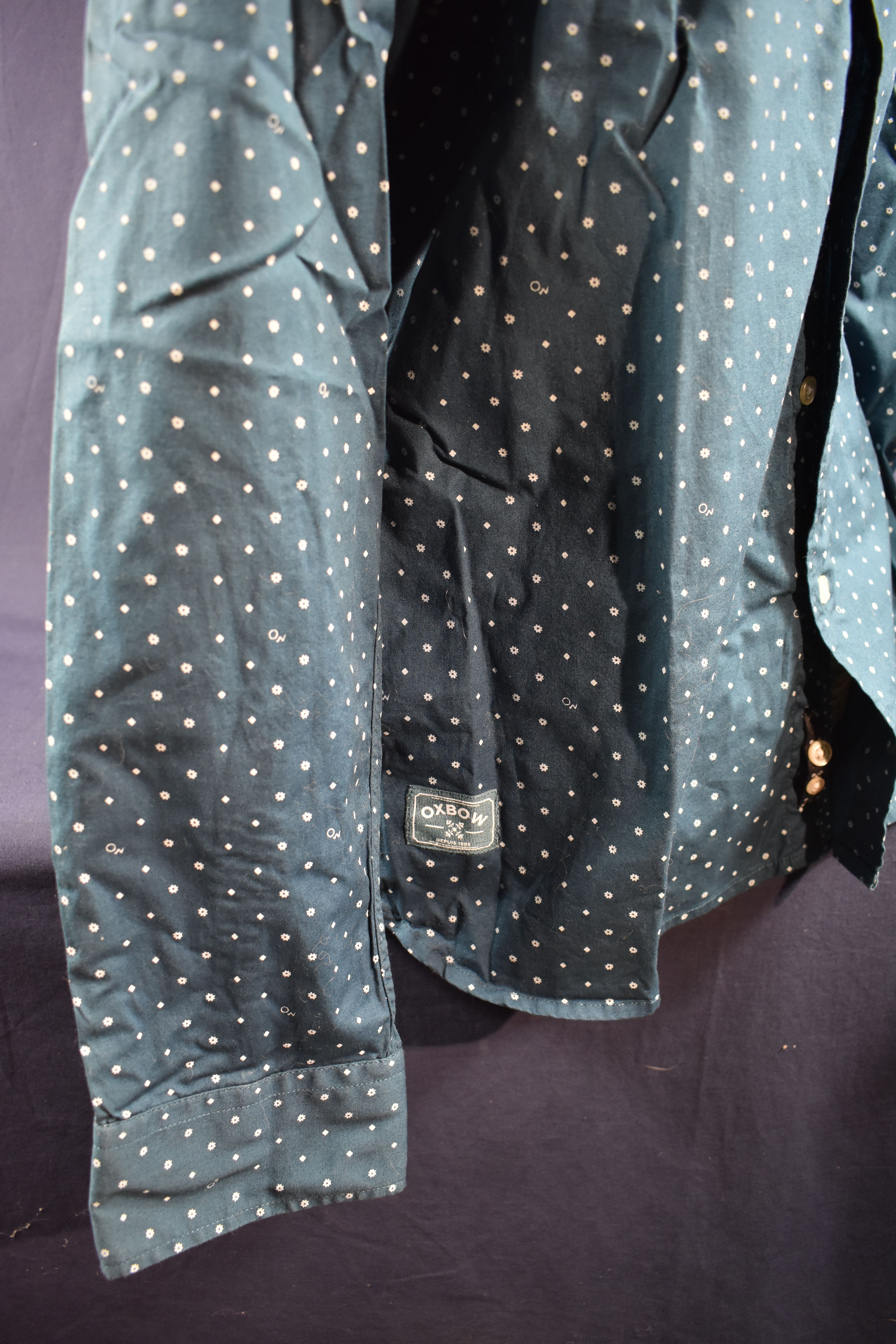 Chemise homme OXBOW, taille L, bleue à très fins motifs blancs.  - Vue 6 - 