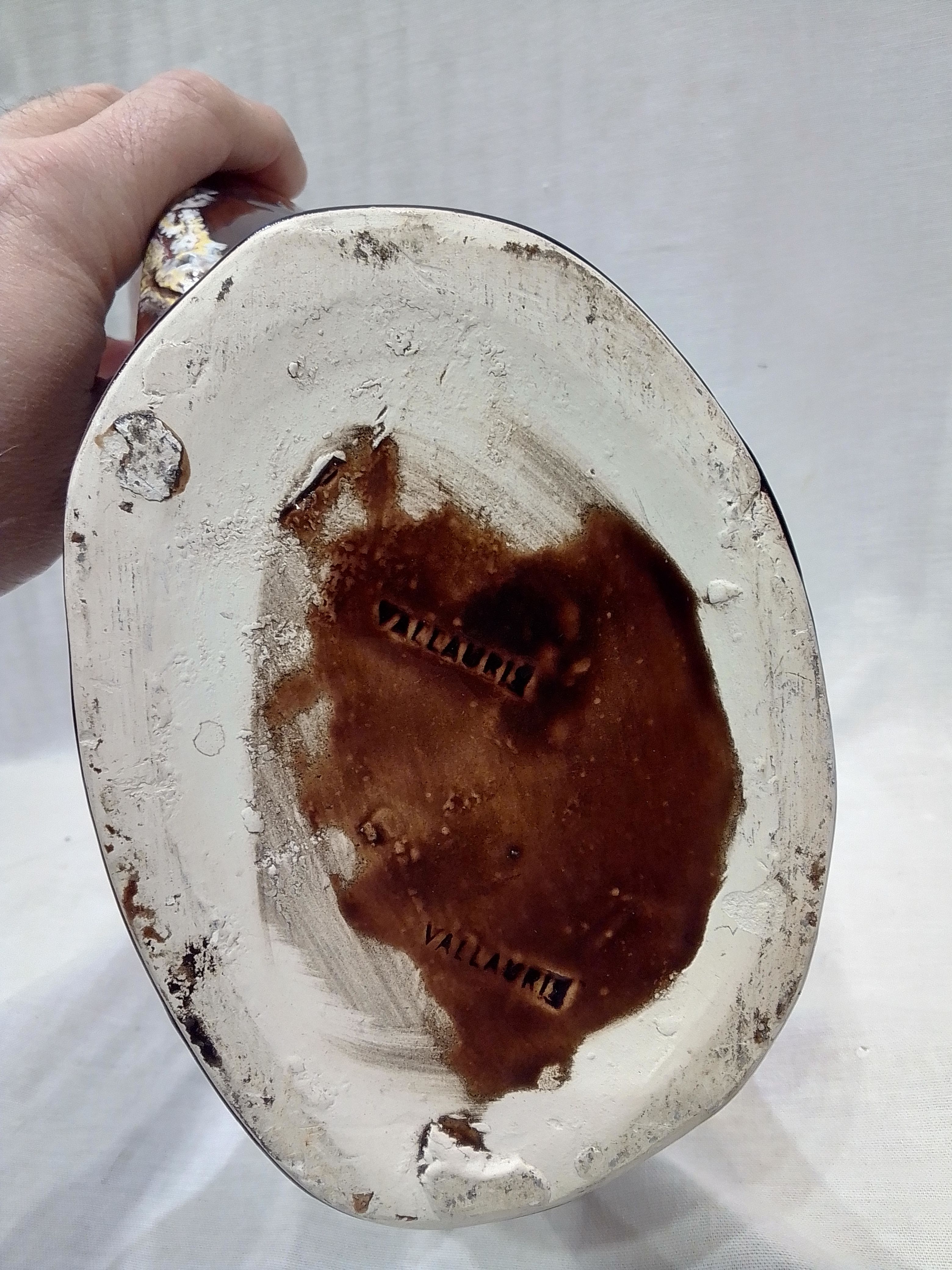 Vase/Sculpture Vintage Vallauris en céramique émaillé, double poignée, année 60 Très bon état - Vue 5 - 