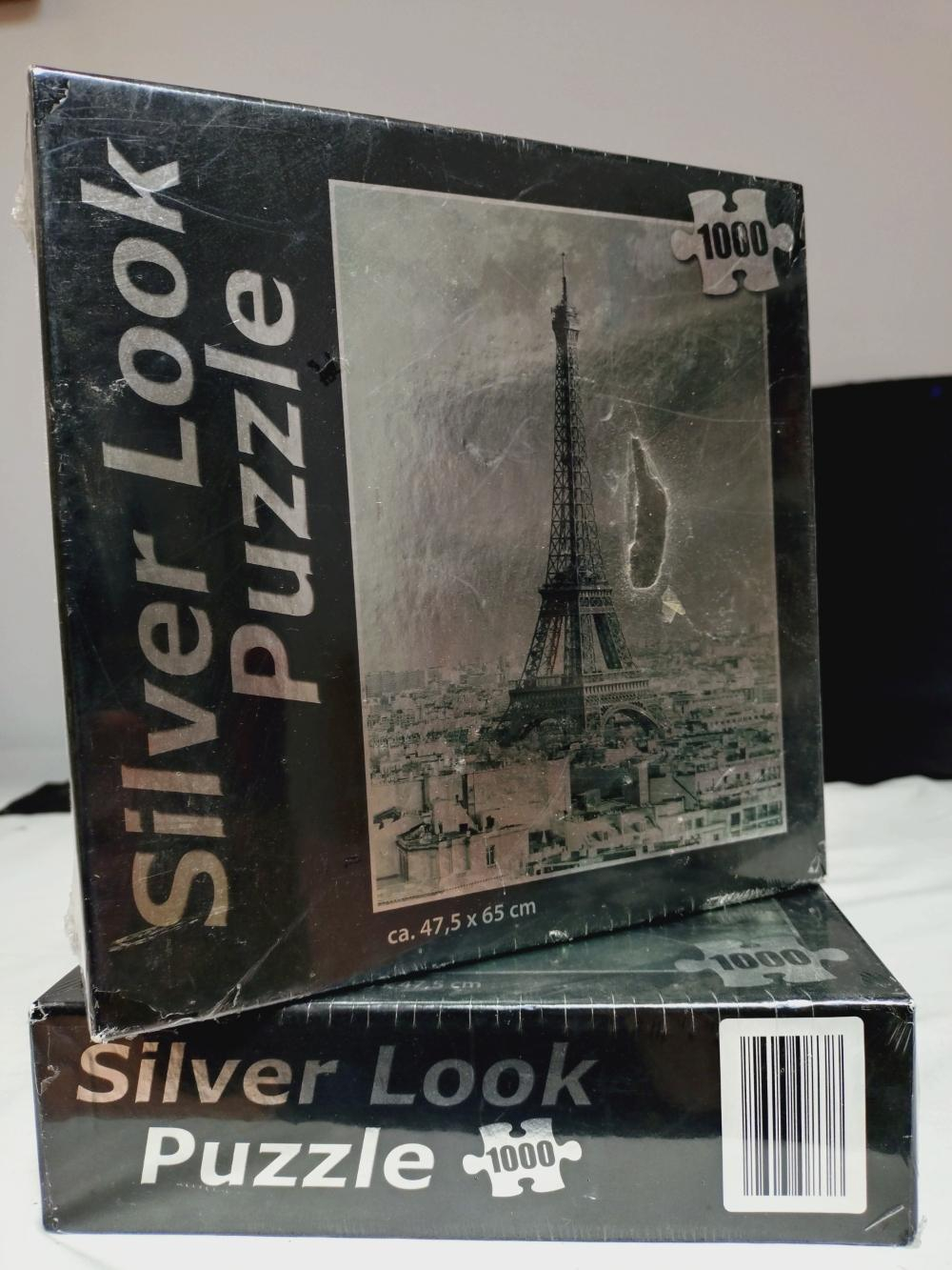 Lot de deux Puzzles Silver look, finition métallisé, 1000 pièces. Paris / Manhattan. Neuf. Comme neuf - Vue 4 - 
